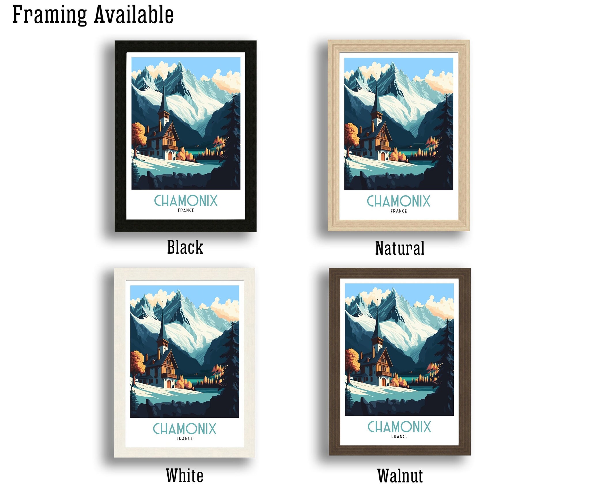 Chamonix Ski Resort Art Print | French Alps Travel Poster