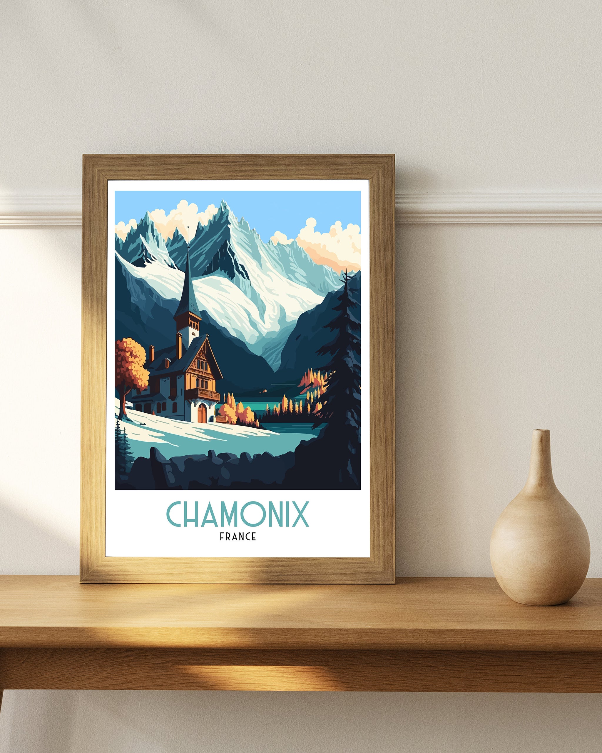 Chamonix Ski Resort Art Print | French Alps Travel Poster