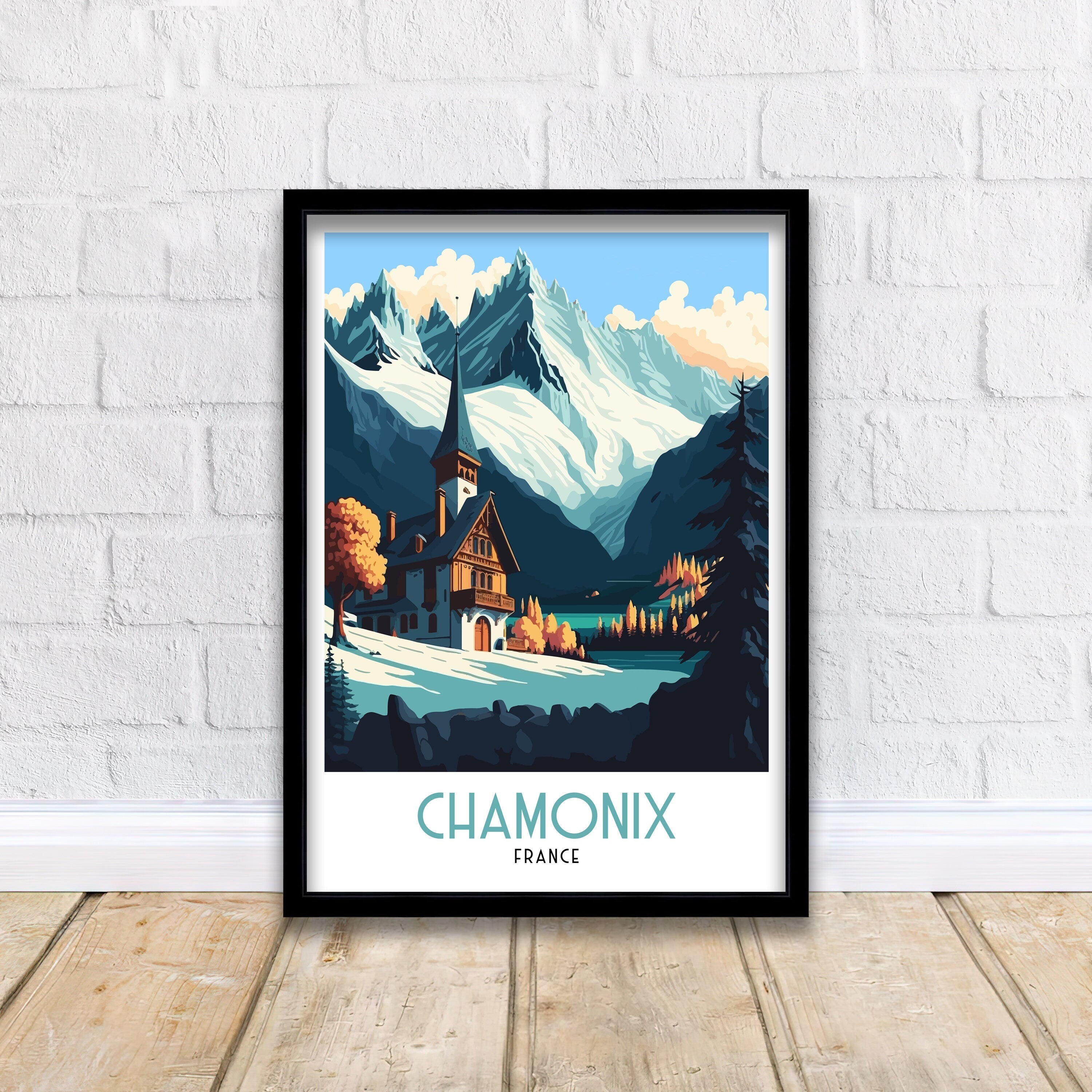Chamonix Ski Resort Art Print | French Alps Travel Poster