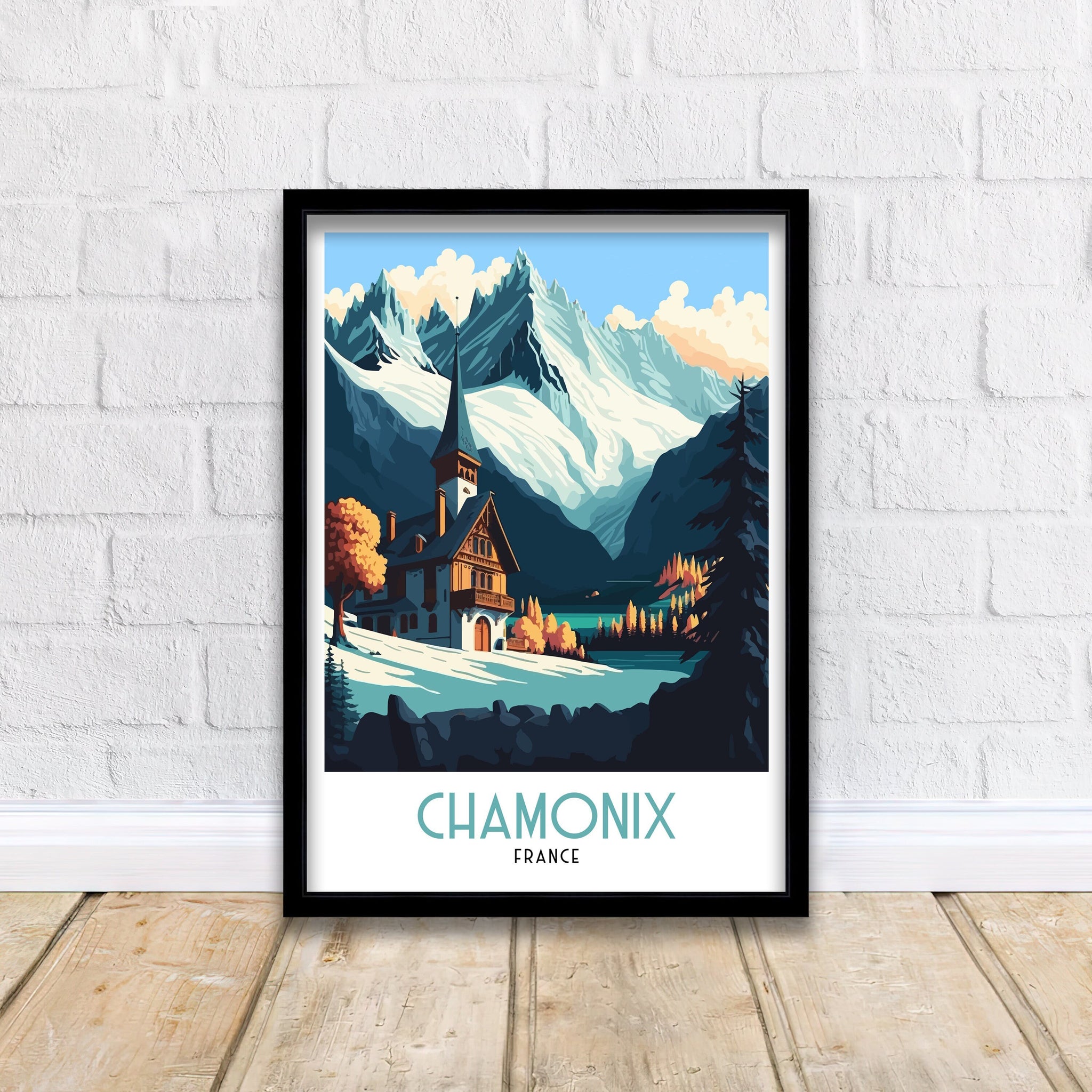Chamonix Ski Resort Art Print | French Alps Travel Poster