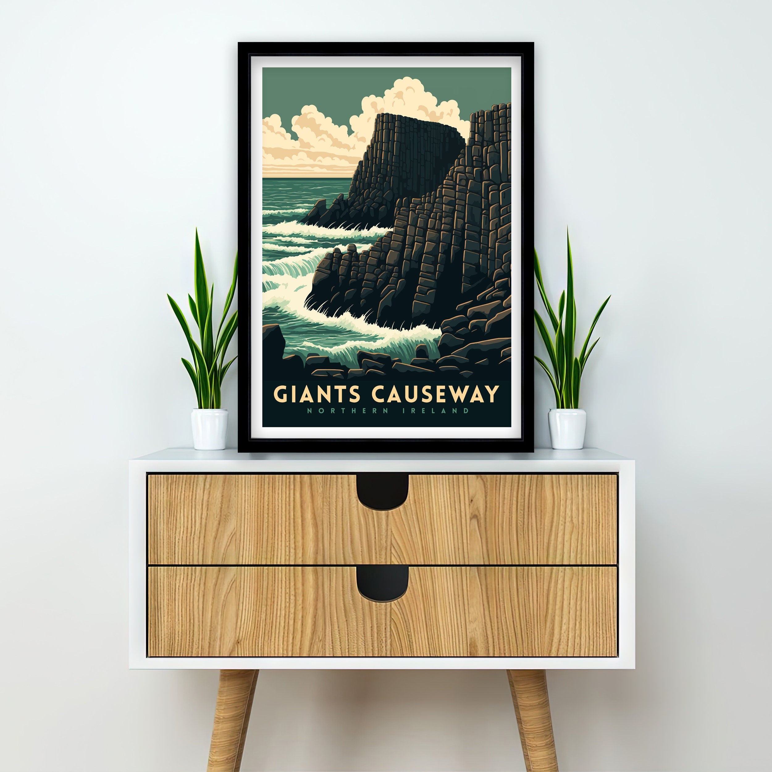 Giants Causeway Travel Poster | Northern Ireland Art Print