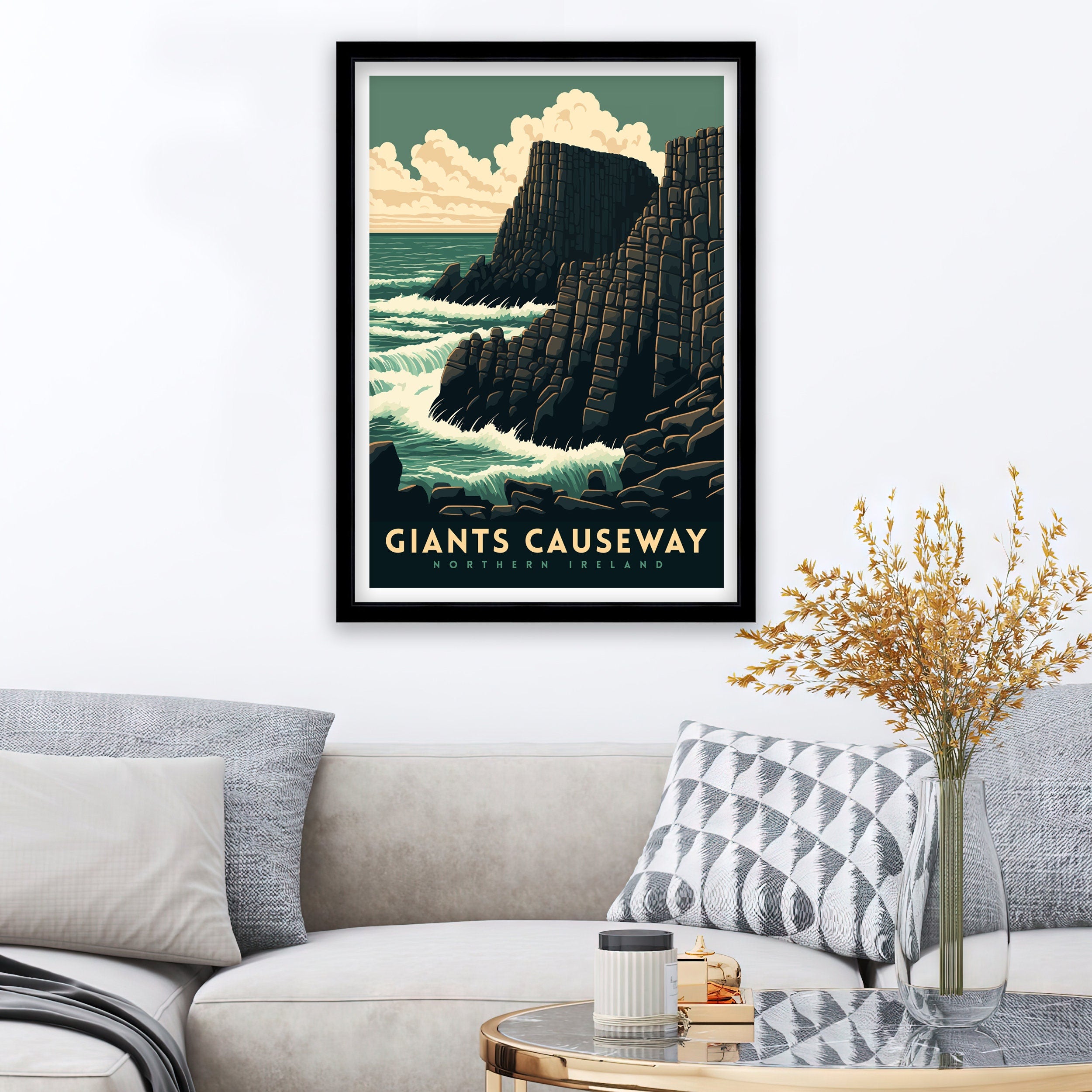 Giants Causeway Travel Poster | Northern Ireland Art Print
