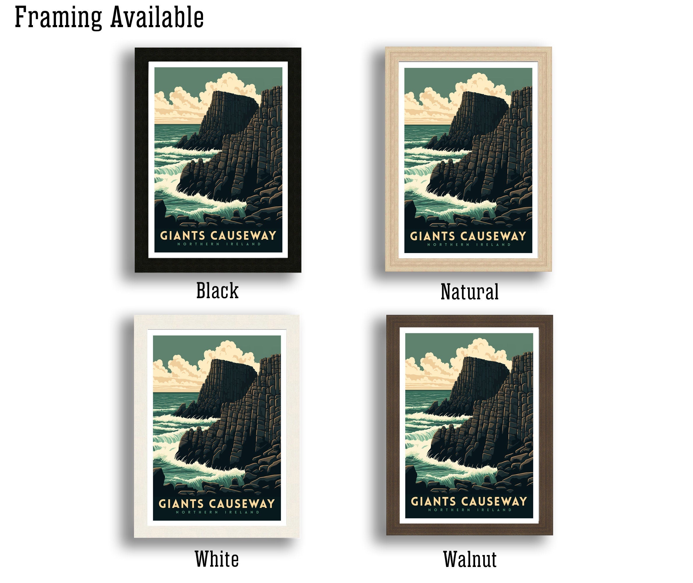 Giants Causeway Travel Poster | Northern Ireland Art Print