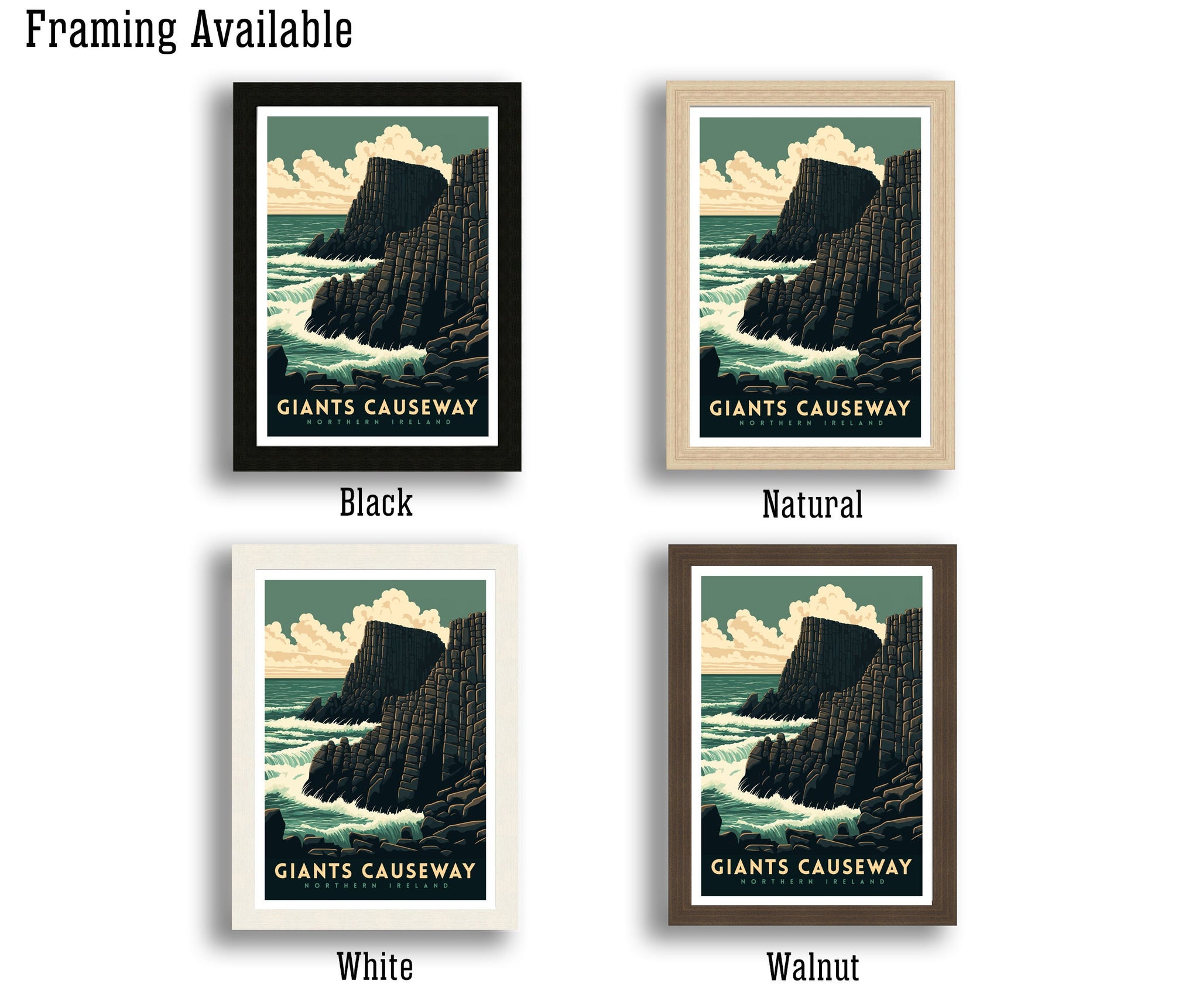 Giants Causeway Travel Poster | Northern Ireland Art Print
