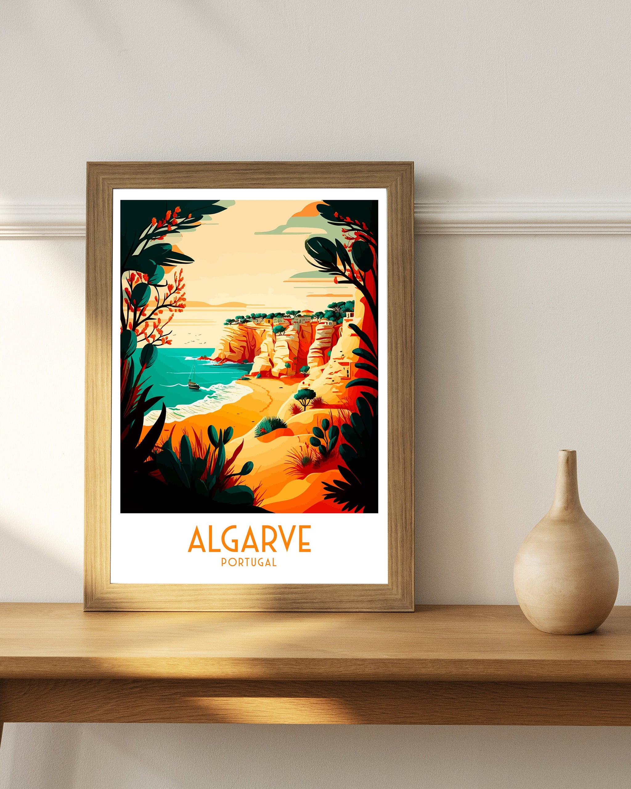 Algarve Coastline Travel Poster, Portugal Art Print
