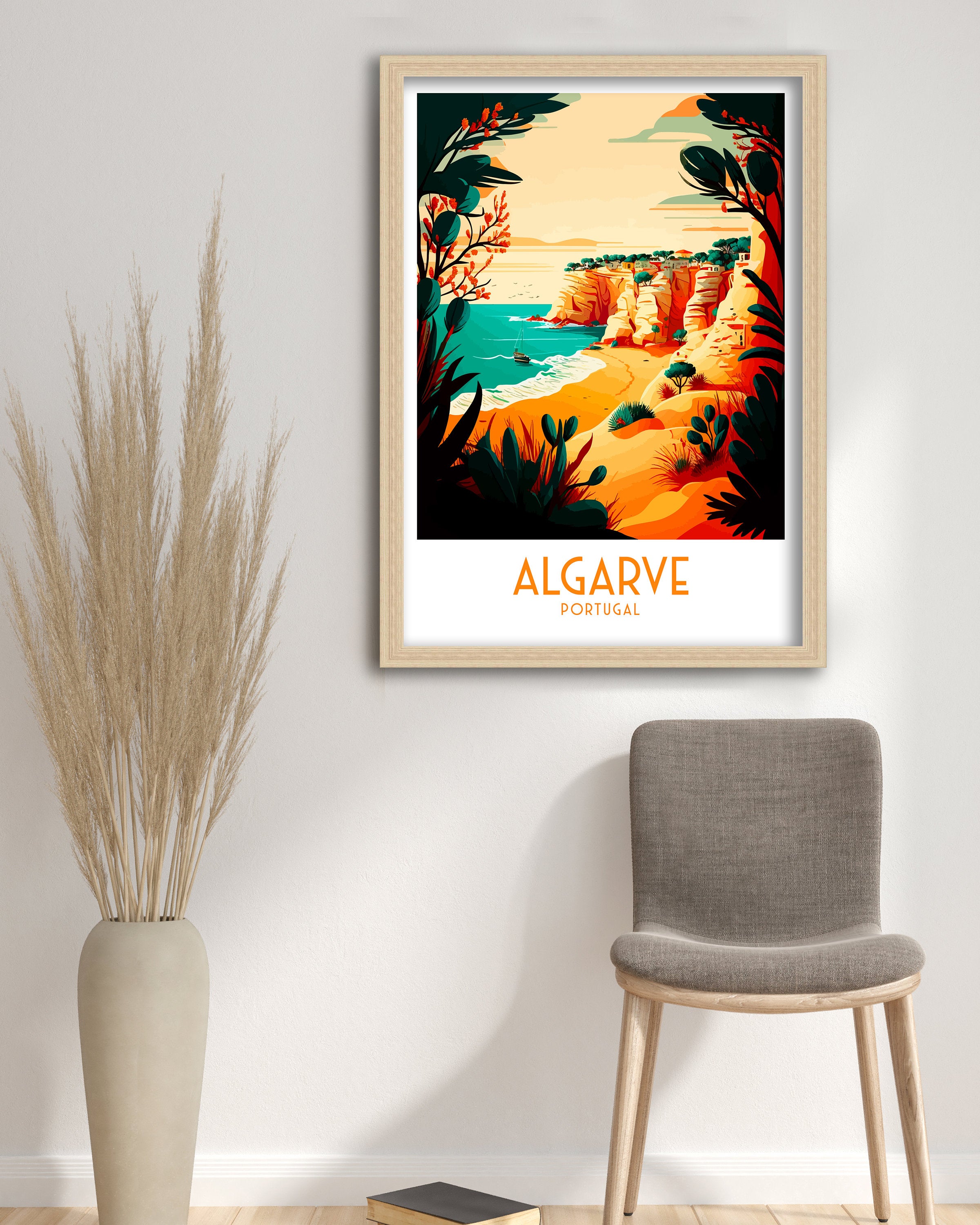 Algarve Coastline Travel Poster, Portugal Art Print