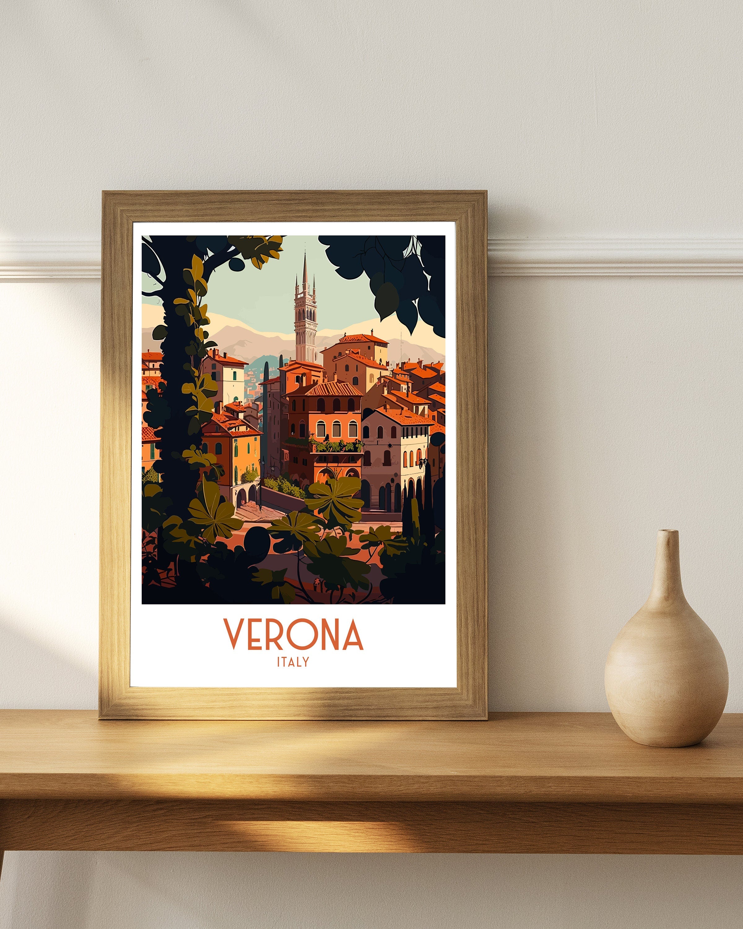 Verona Italy Travel Poster, Italian Illustration Art Print