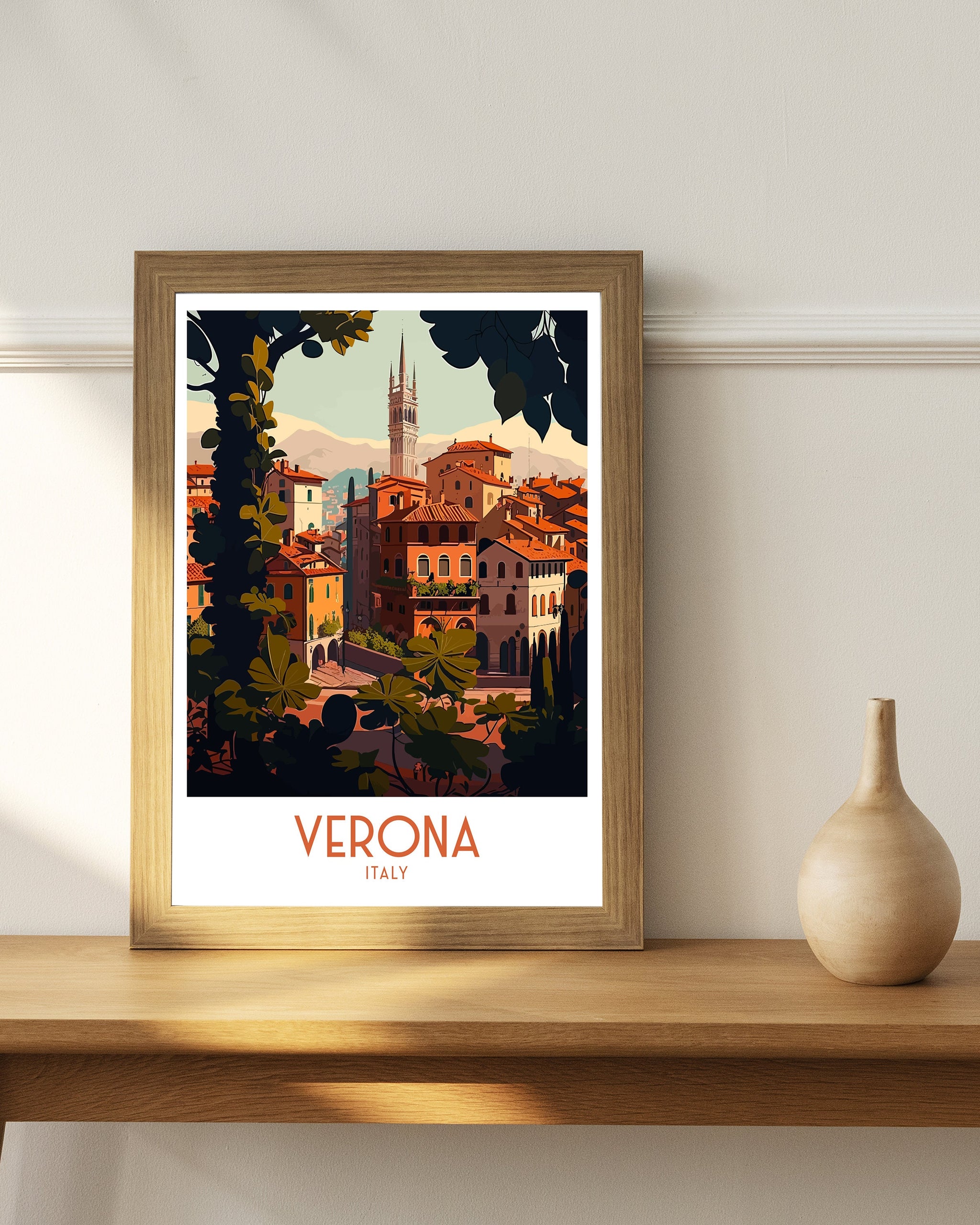 Verona Italy Travel Poster, Italian Illustration Art Print