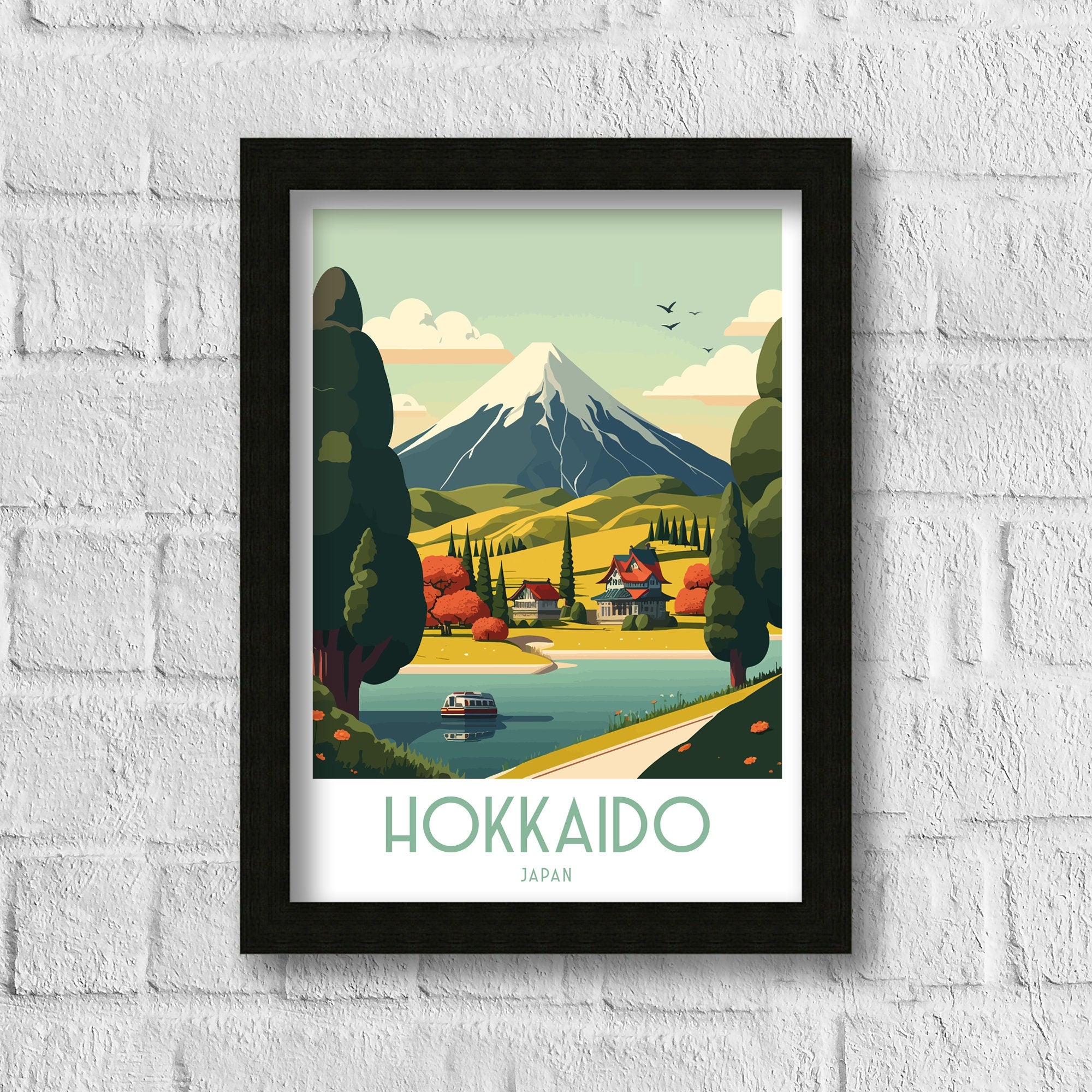 Hokkaido Japan Travel Print: Winter Mountain Landscape