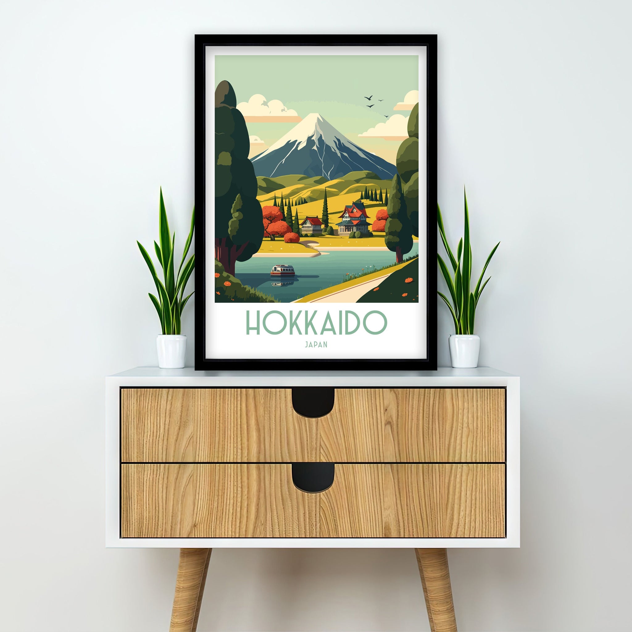 Hokkaido Japan Travel Print: Winter Mountain Landscape
