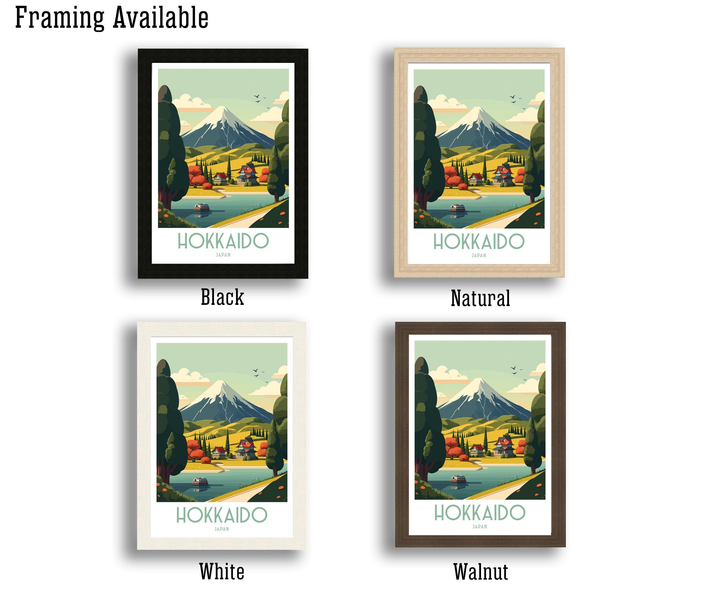 Hokkaido Japan Travel Print: Winter Mountain Landscape