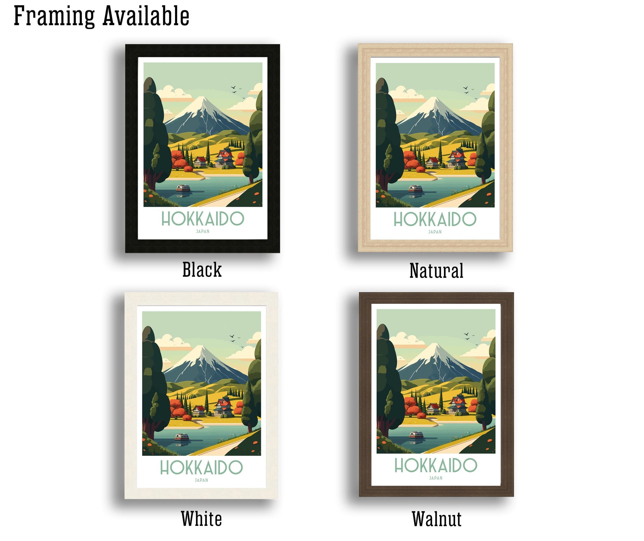 Hokkaido Japan Travel Print: Winter Mountain Landscape