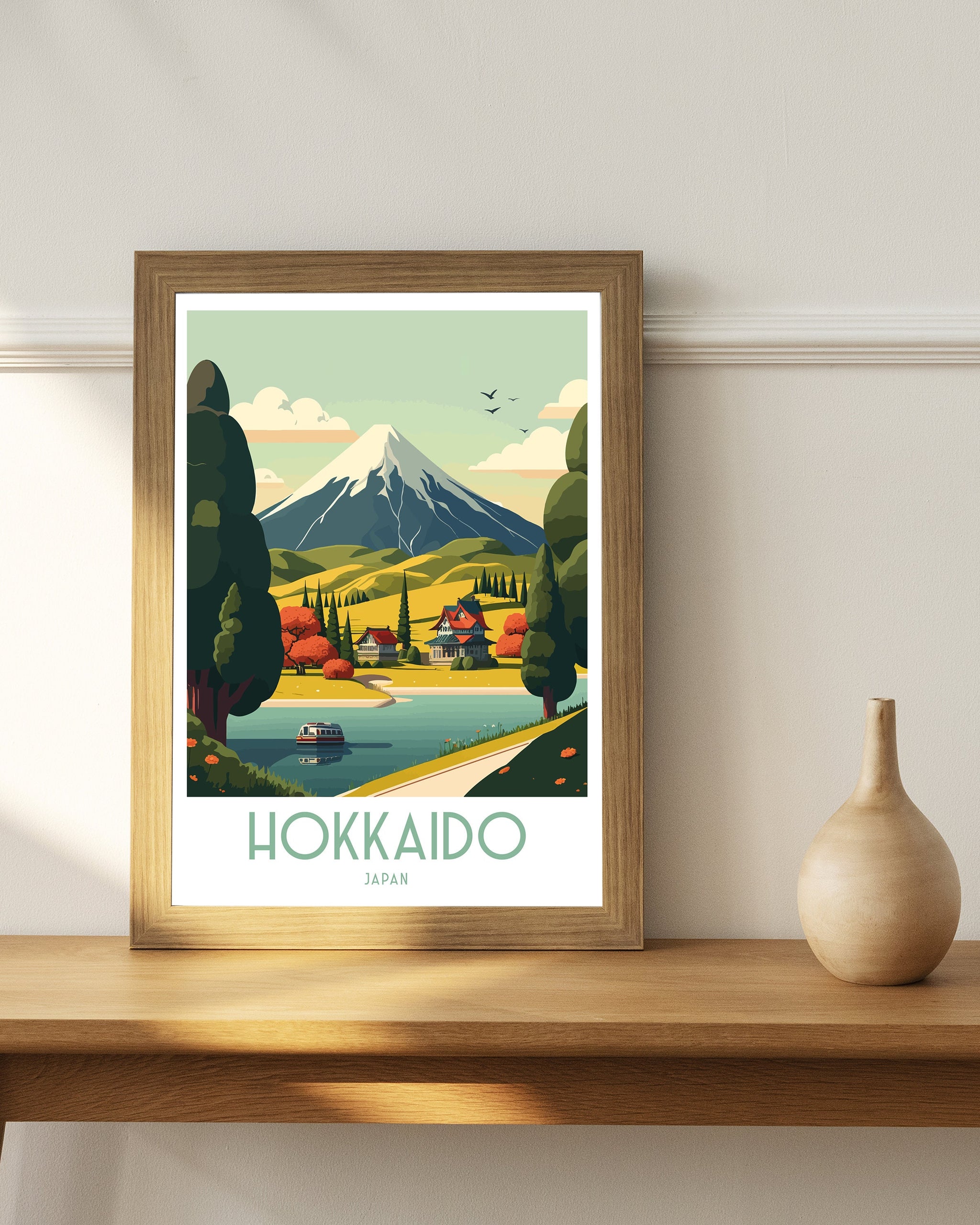 Hokkaido Japan Travel Print: Winter Mountain Landscape
