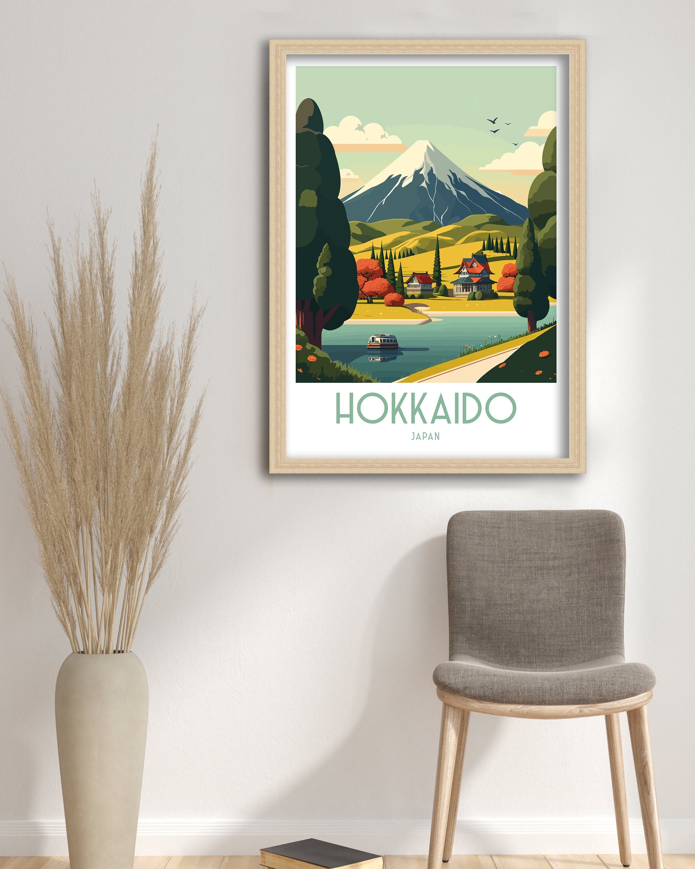 Hokkaido Japan Travel Print: Winter Mountain Landscape