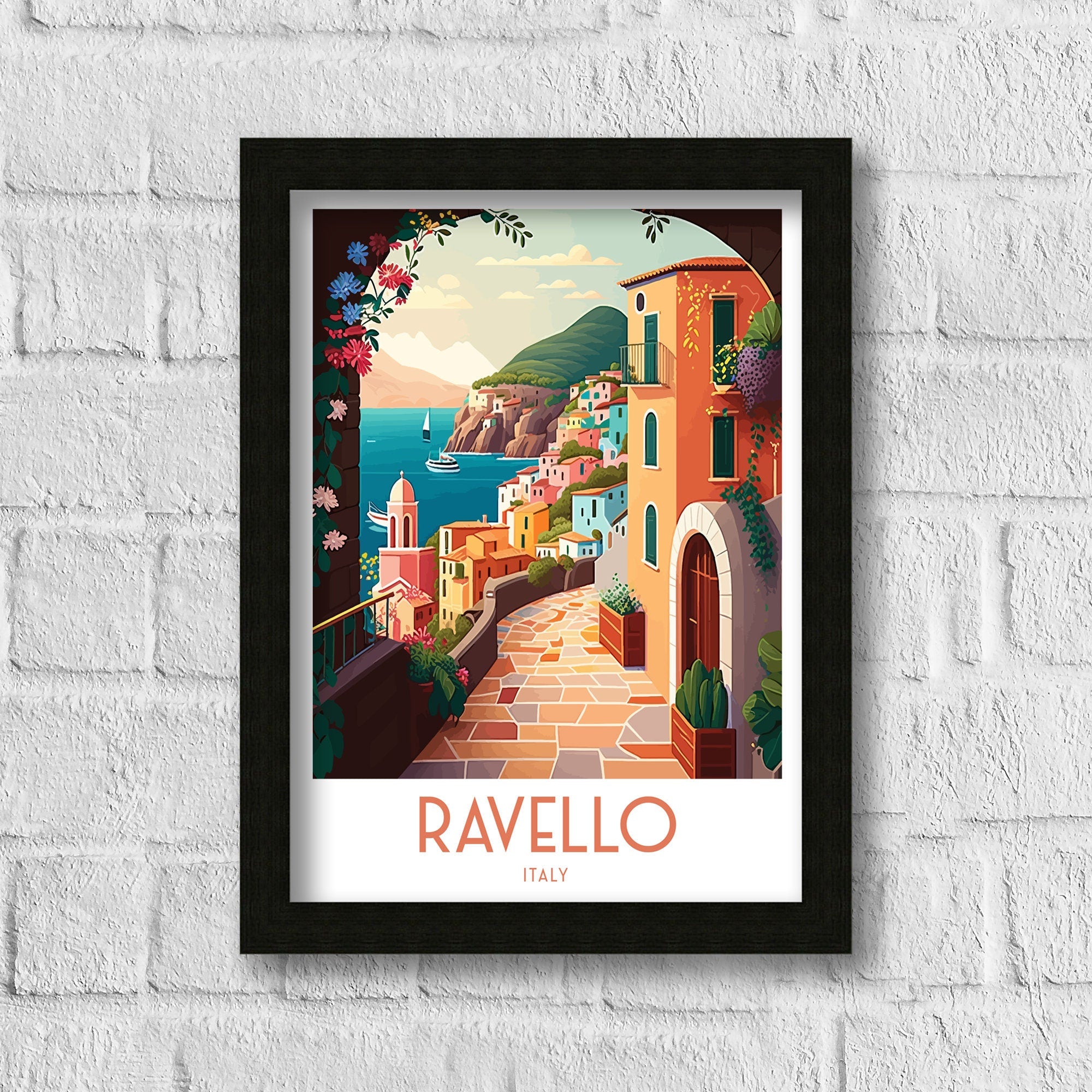 Ravello Italy Print, Coastal Mediterranean Wall Art