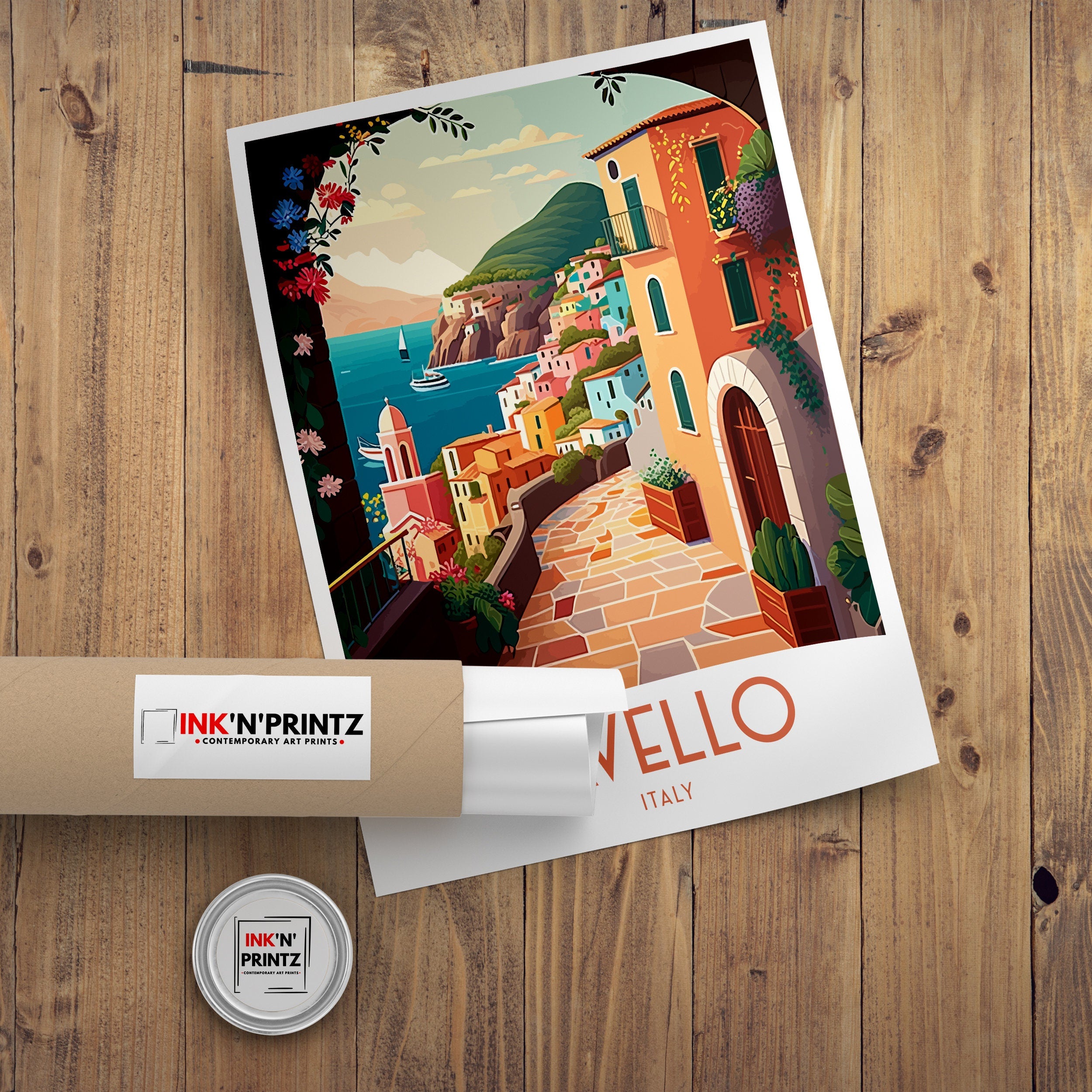 Ravello Italy Print, Coastal Mediterranean Wall Art