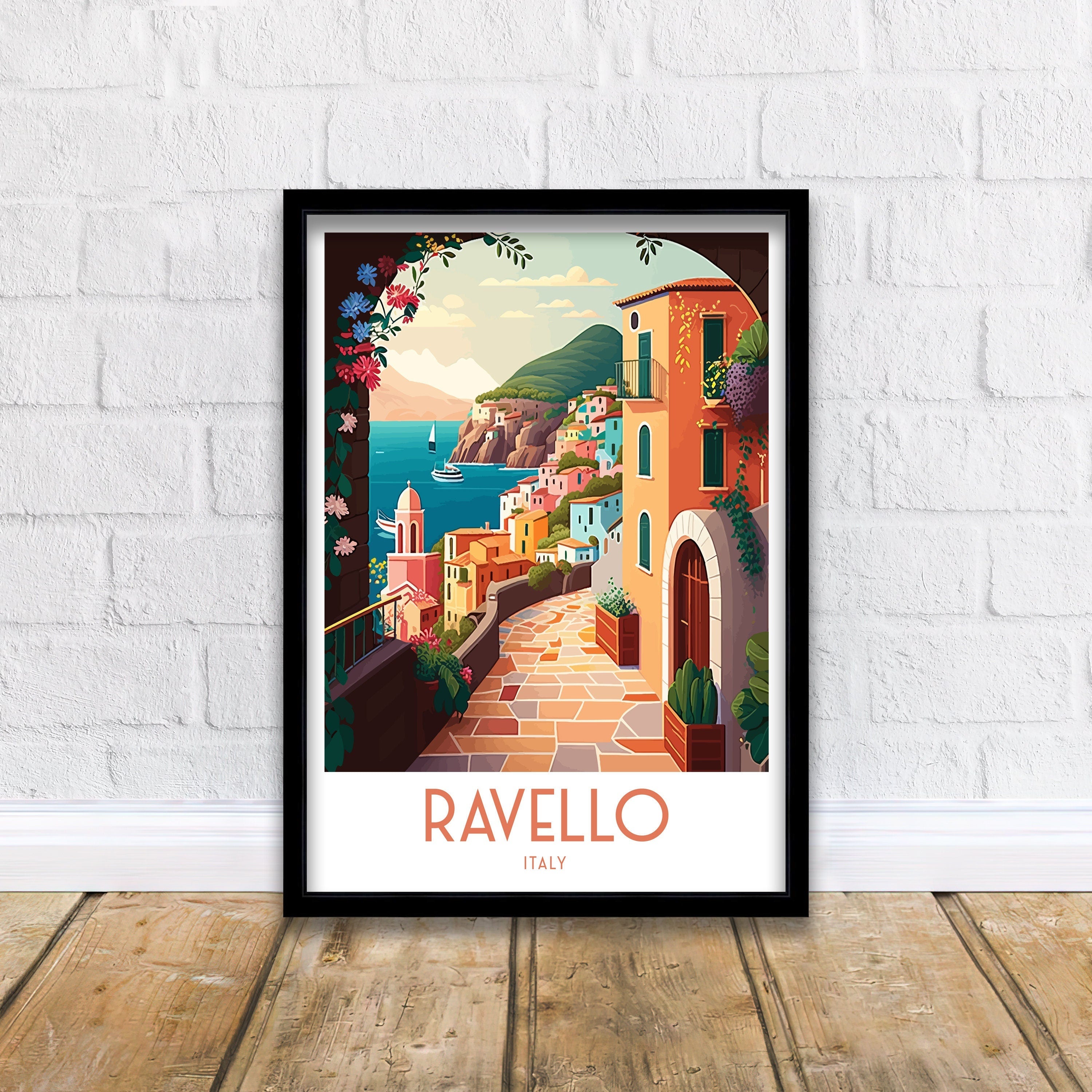 Ravello Italy Print, Coastal Mediterranean Wall Art