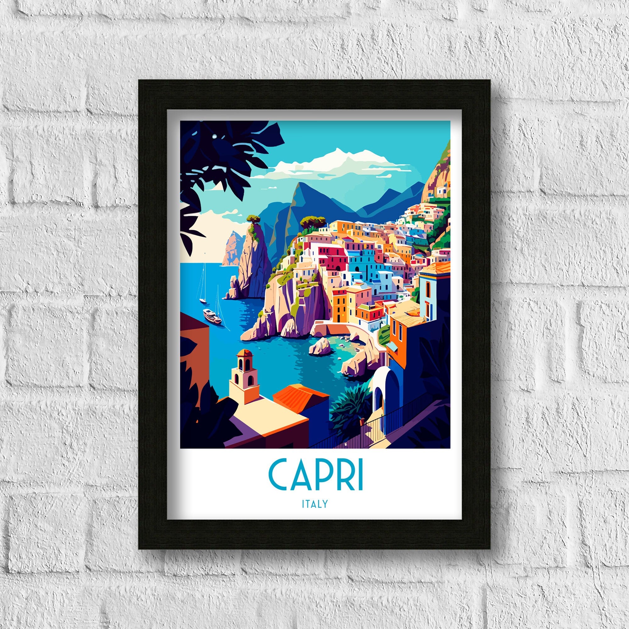 Capri Italy Art Print, Turquoise Waters Travel Poster