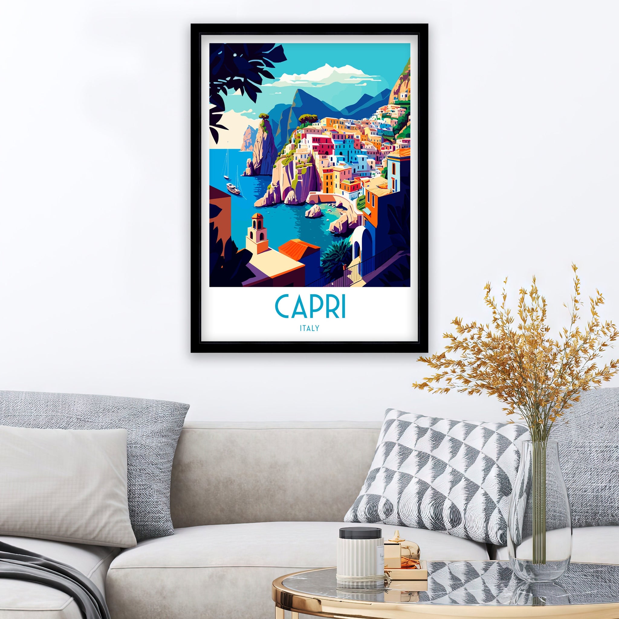 Capri Italy Art Print, Turquoise Waters Travel Poster