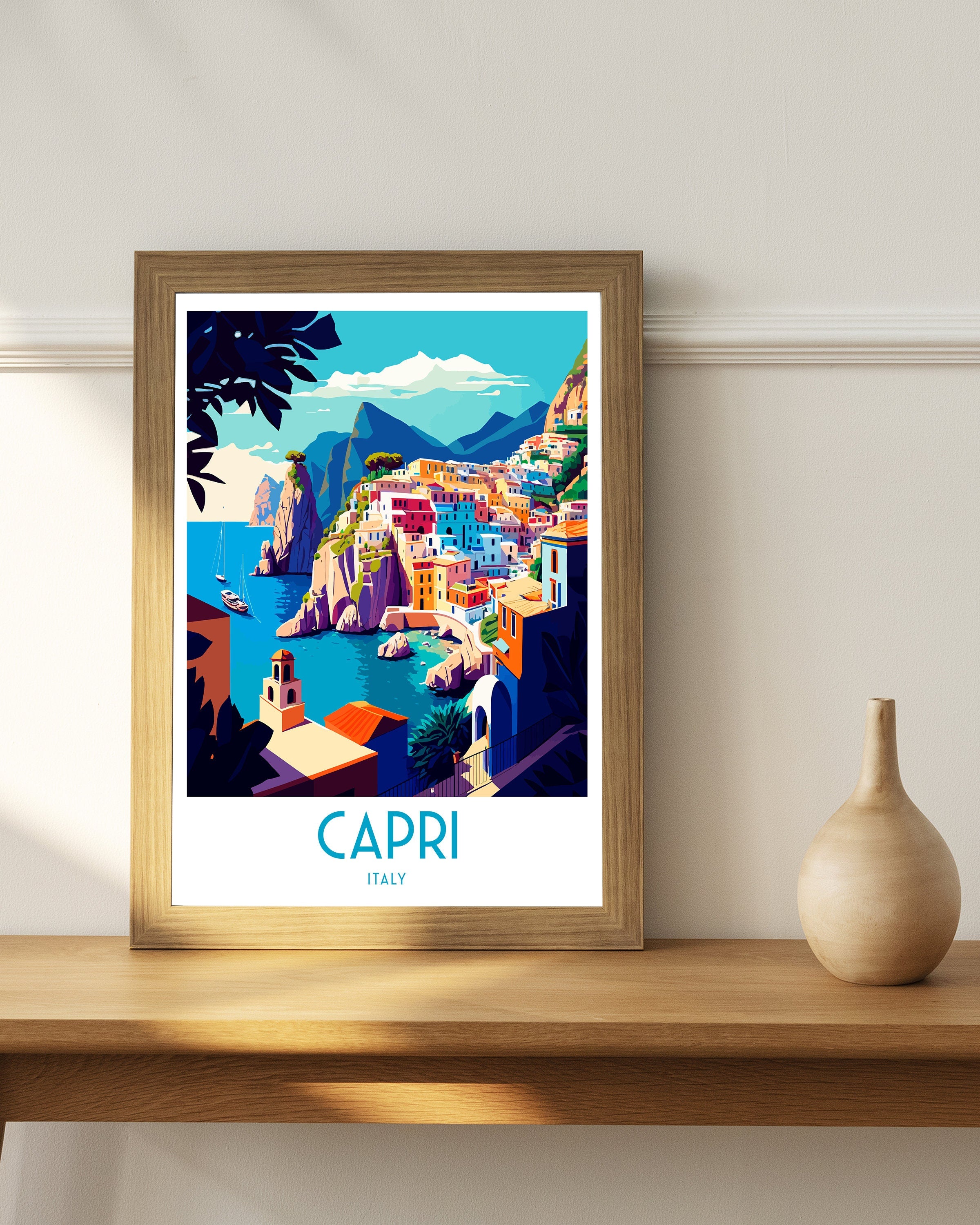 Capri Italy Art Print, Turquoise Waters Travel Poster