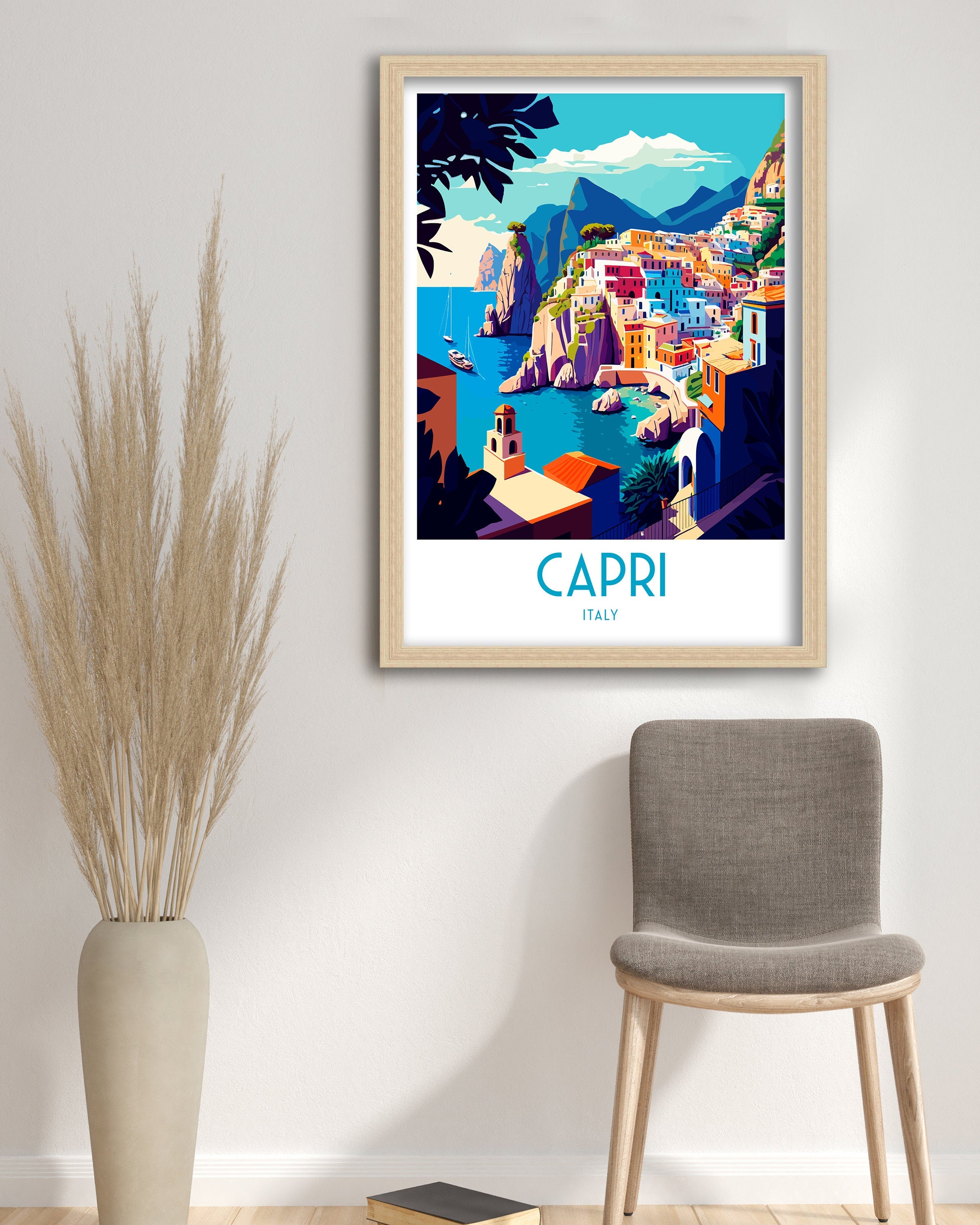 Capri Italy Art Print, Turquoise Waters Travel Poster