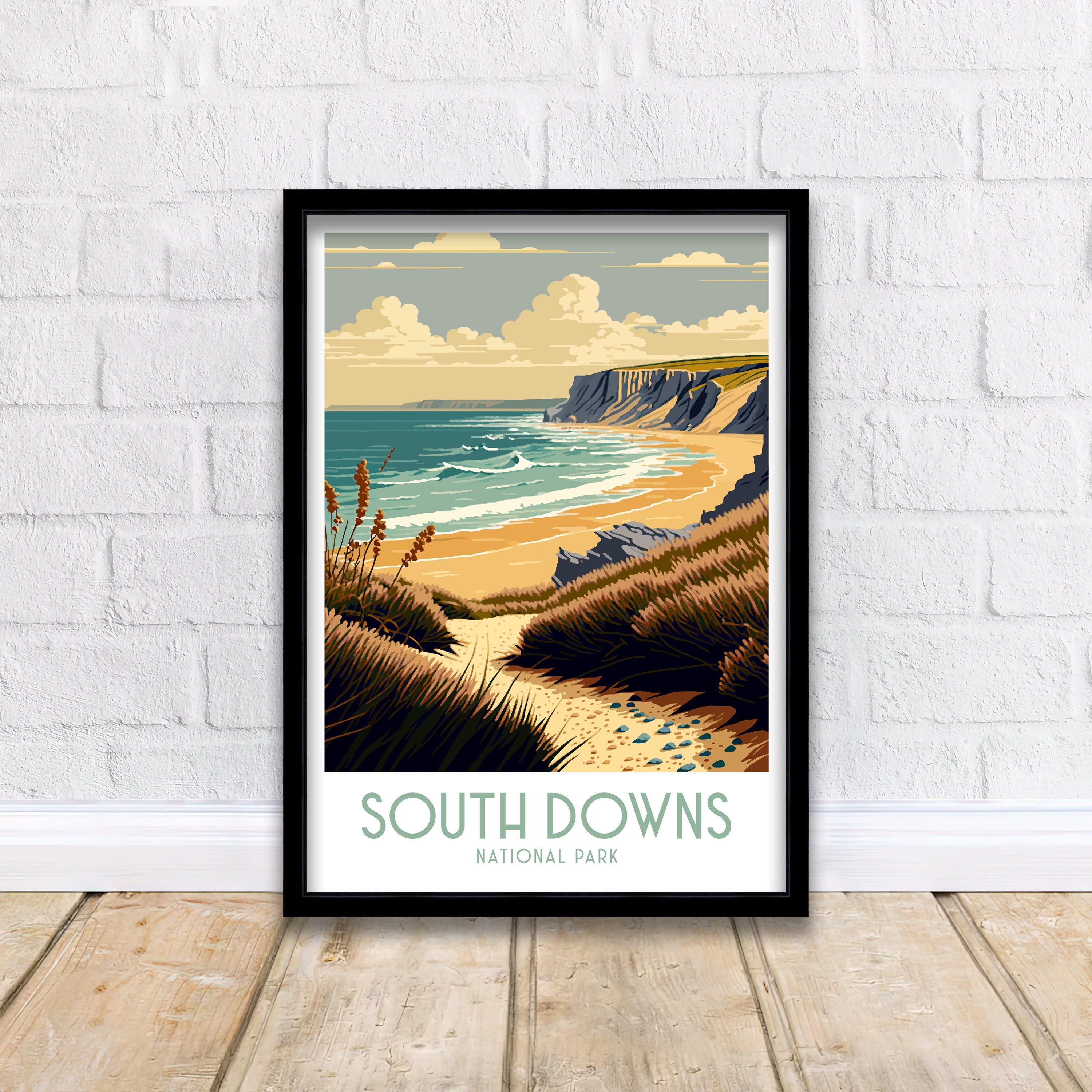 South Downs National Park Travel Poster | Seven Sisters Print