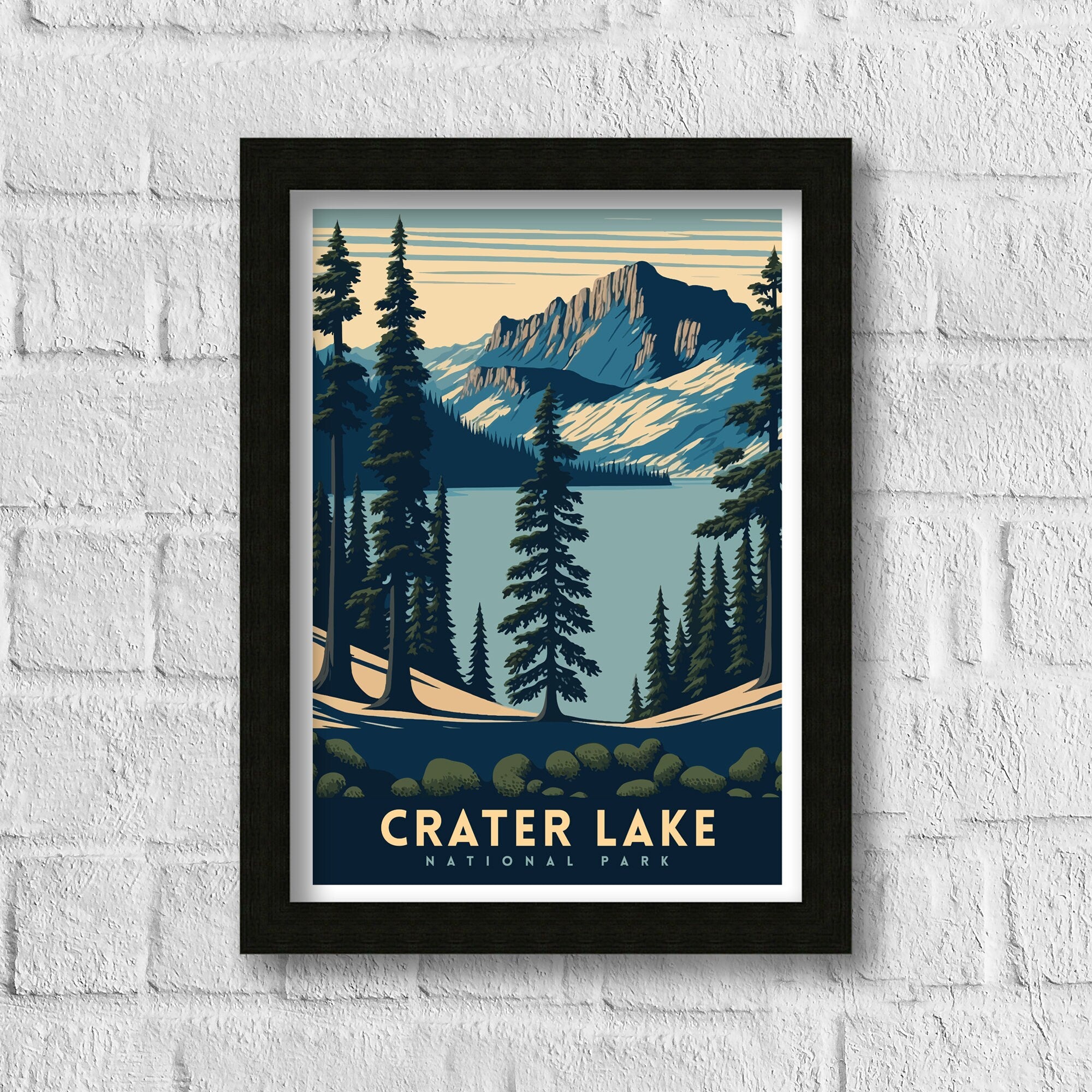 Crater Lake National Park Travel Poster | Oregon Art Print