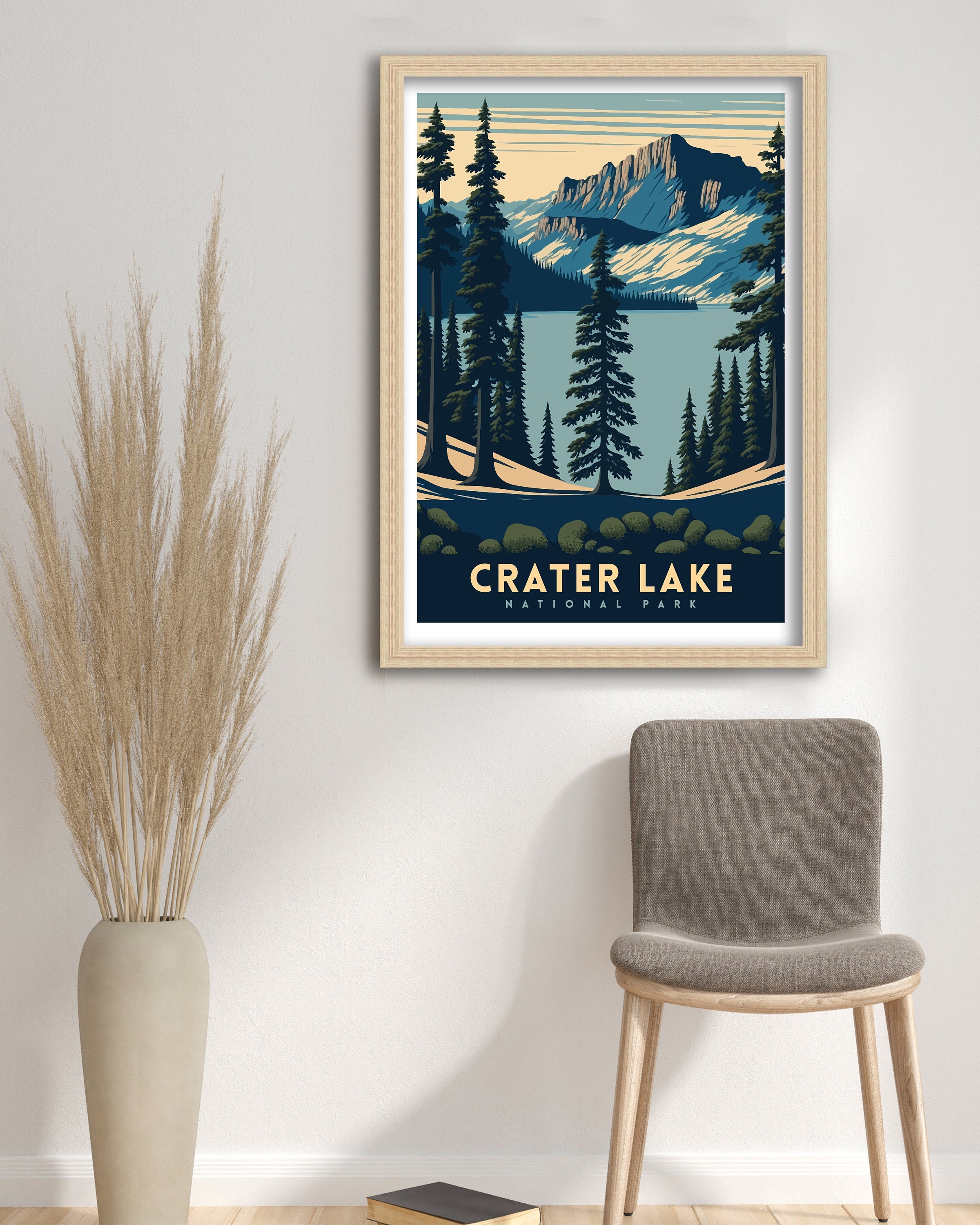 Crater Lake National Park Travel Poster | Oregon Art Print