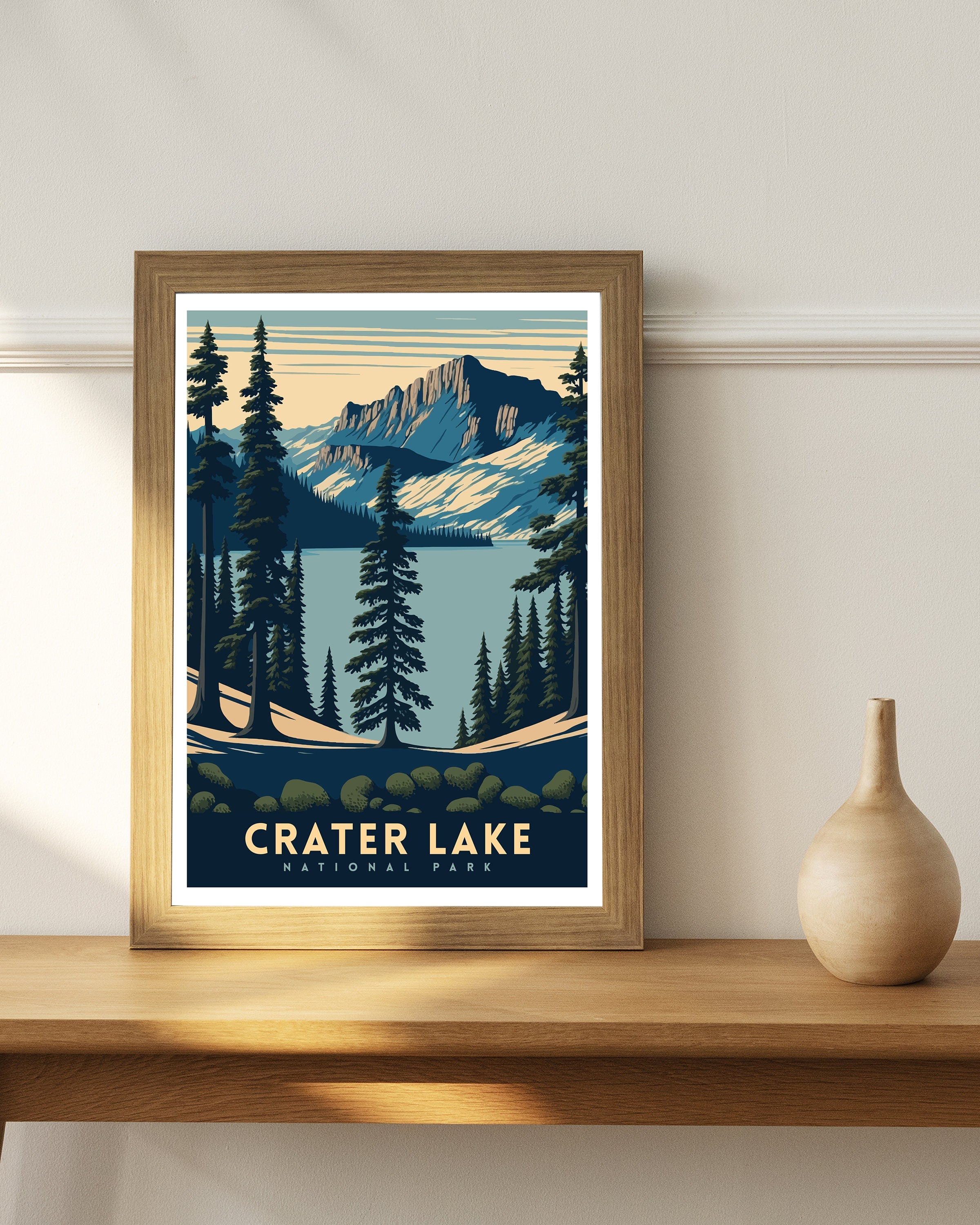 Crater Lake National Park Travel Poster | Oregon Art Print
