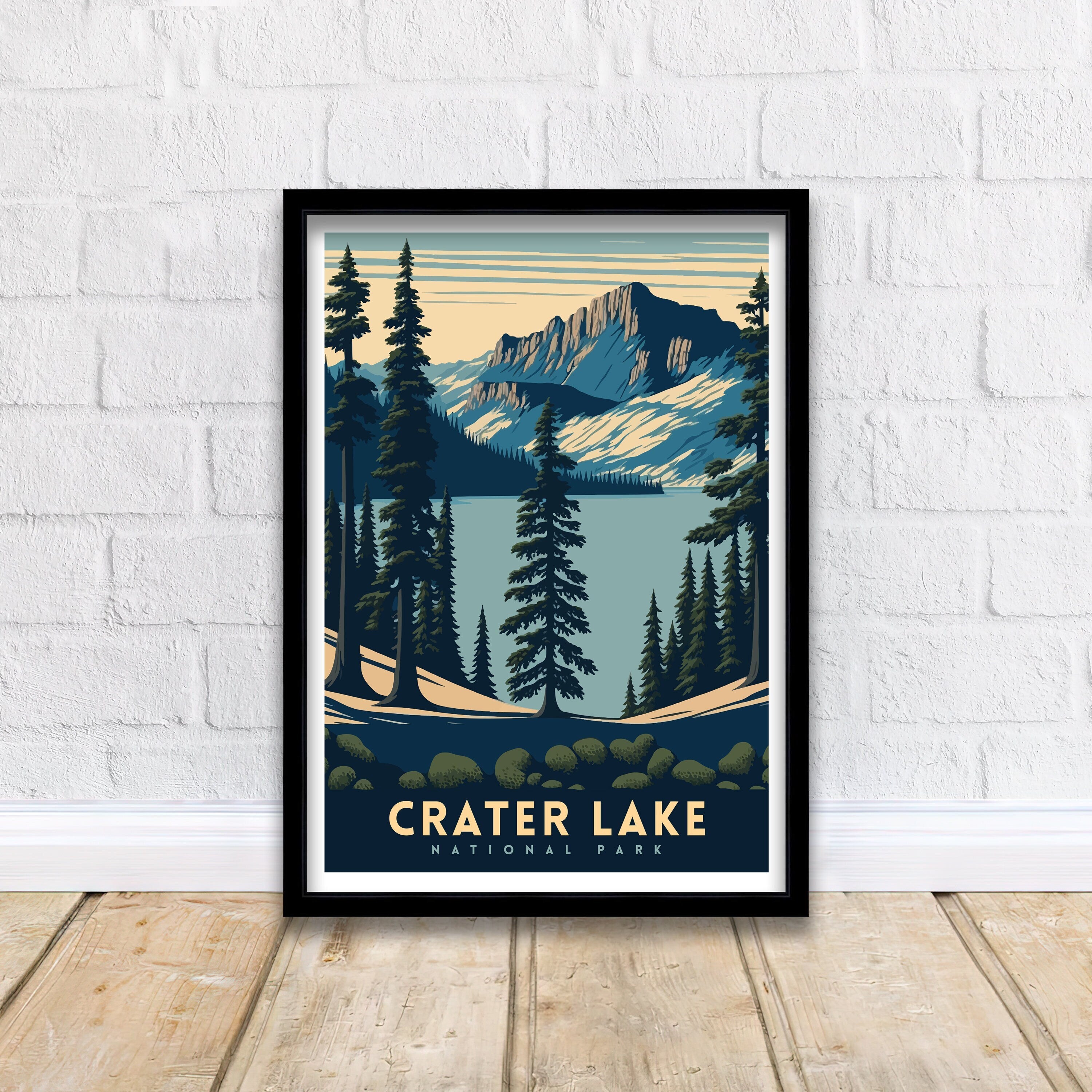 Crater Lake National Park Travel Poster | Oregon Art Print