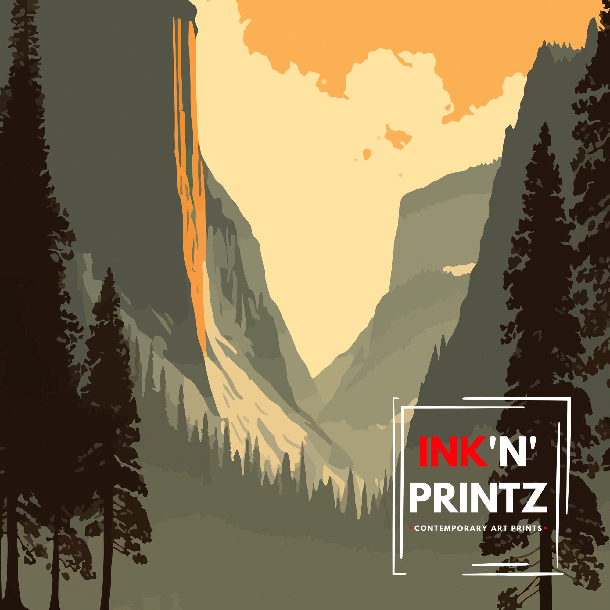 Yosemite National Park Print | Vintage Travel Poster Art