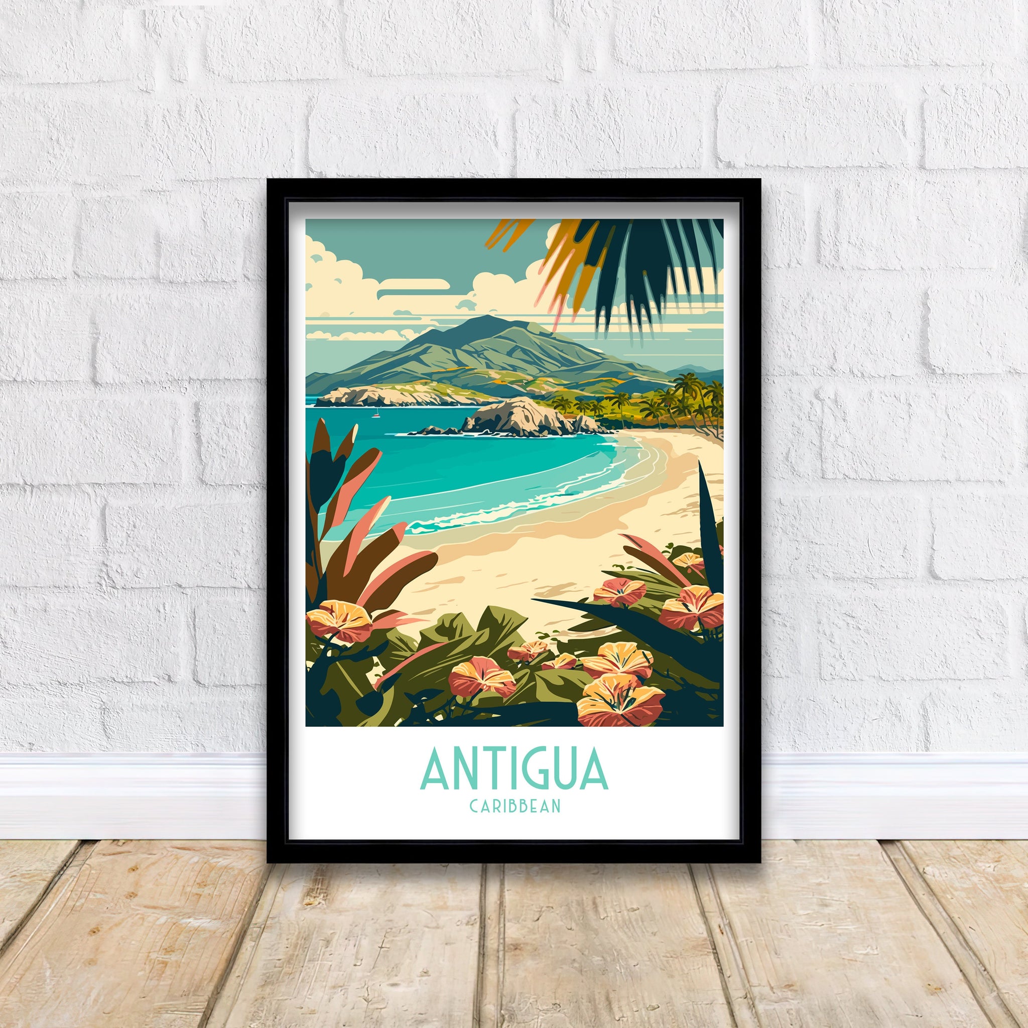 Antigua Travel Poster | Caribbean Beach Art Print