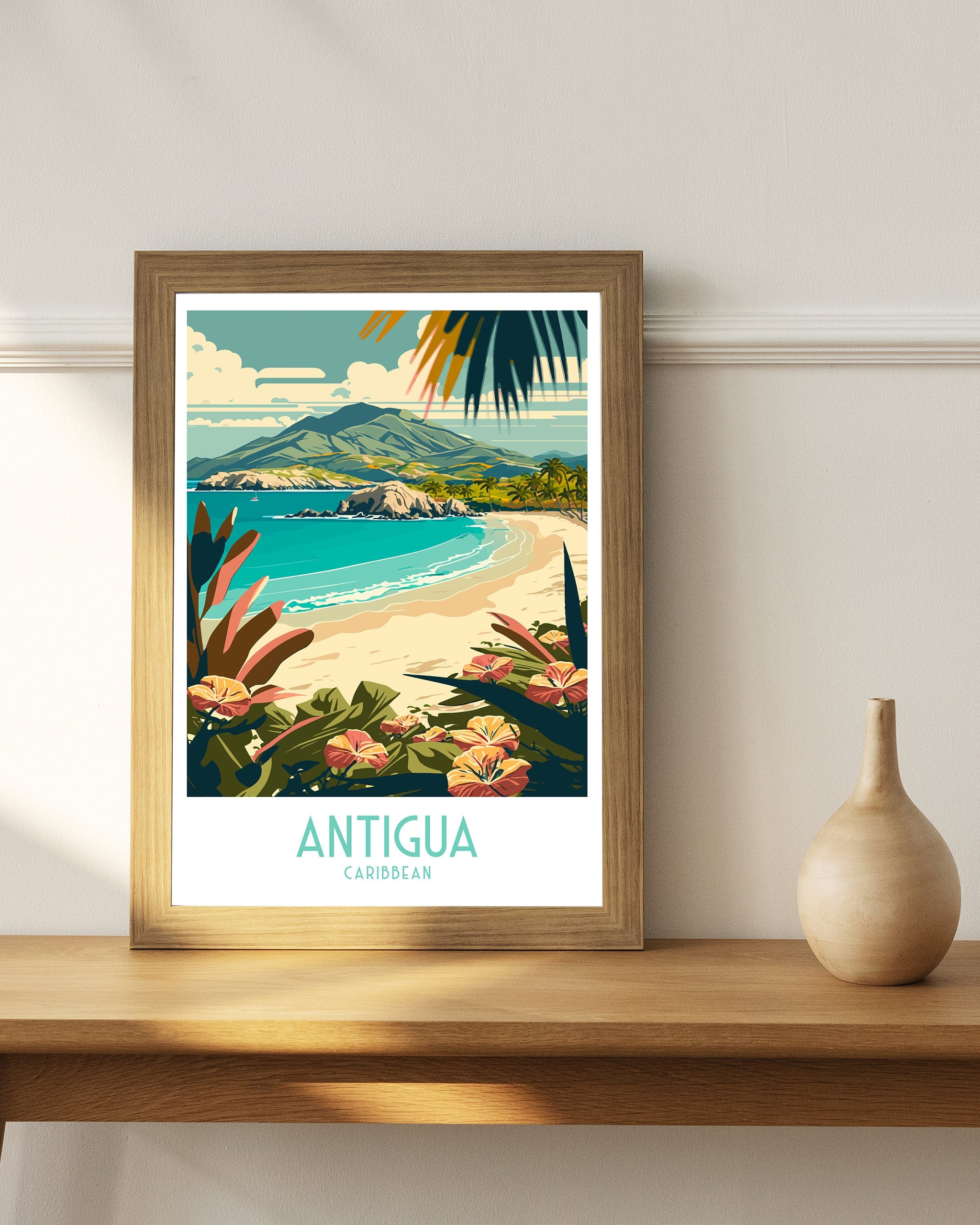 Antigua Travel Poster | Caribbean Beach Art Print