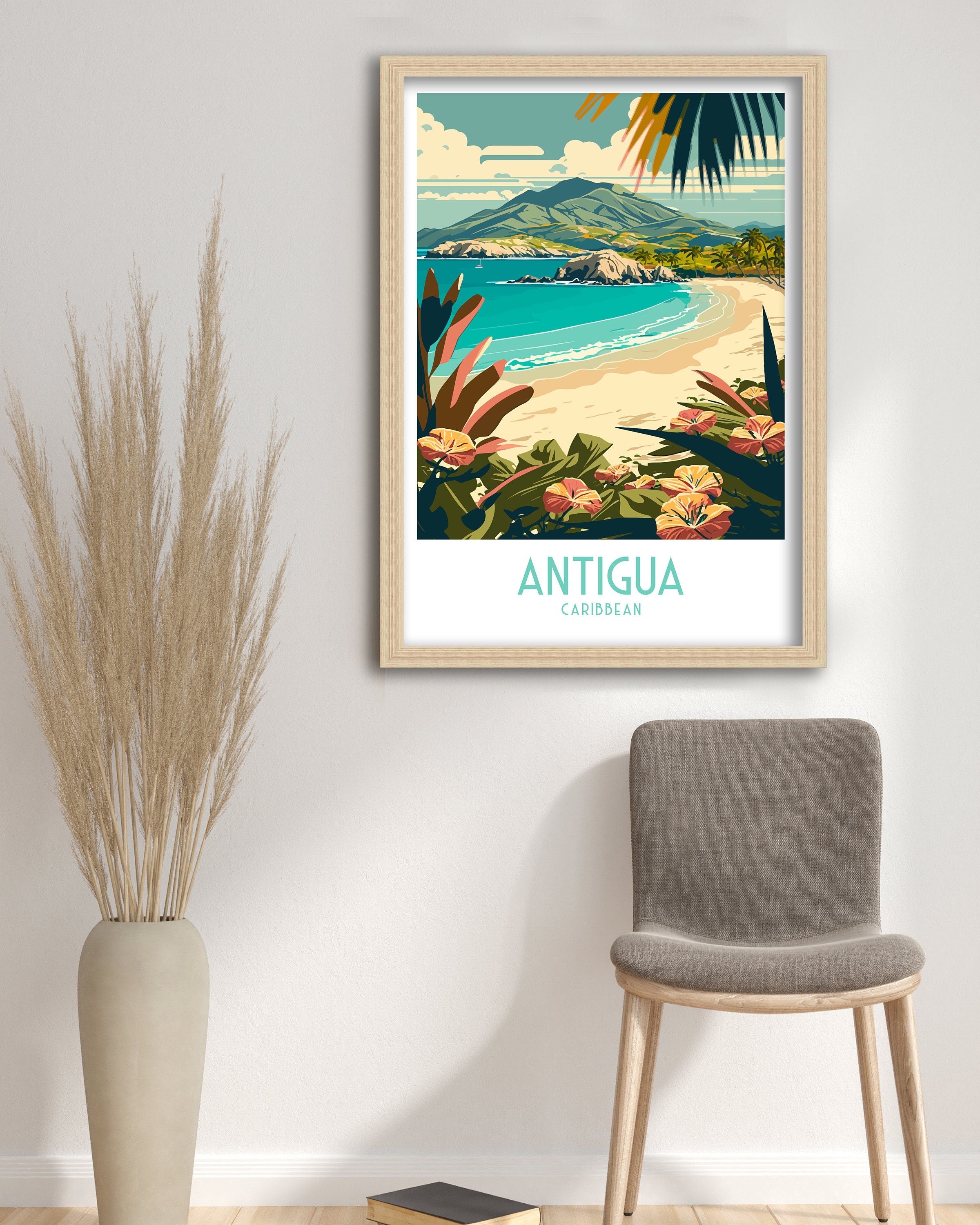 Antigua Travel Poster | Caribbean Beach Art Print
