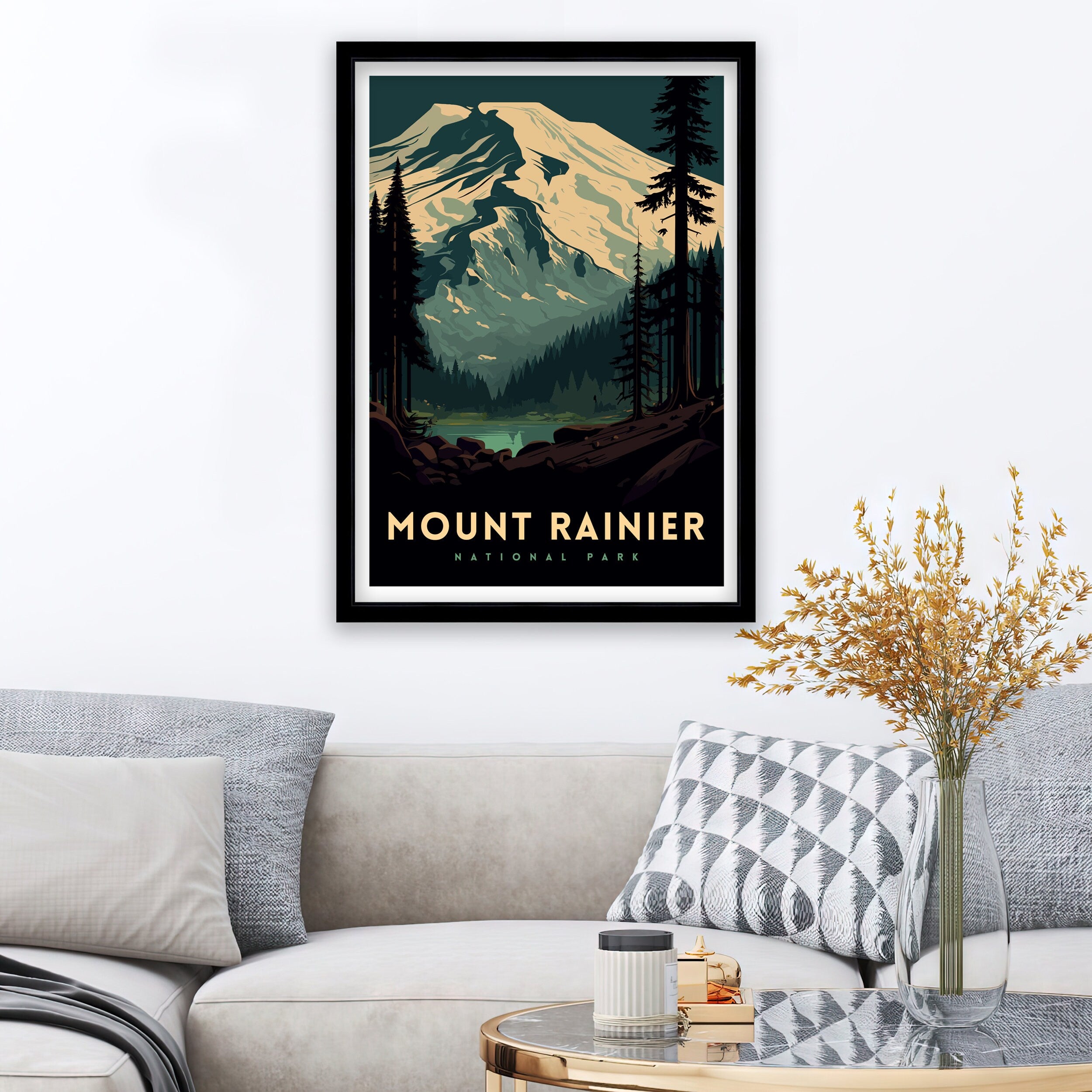 Mount Rainier National Park Travel Poster | Washington State Art Print
