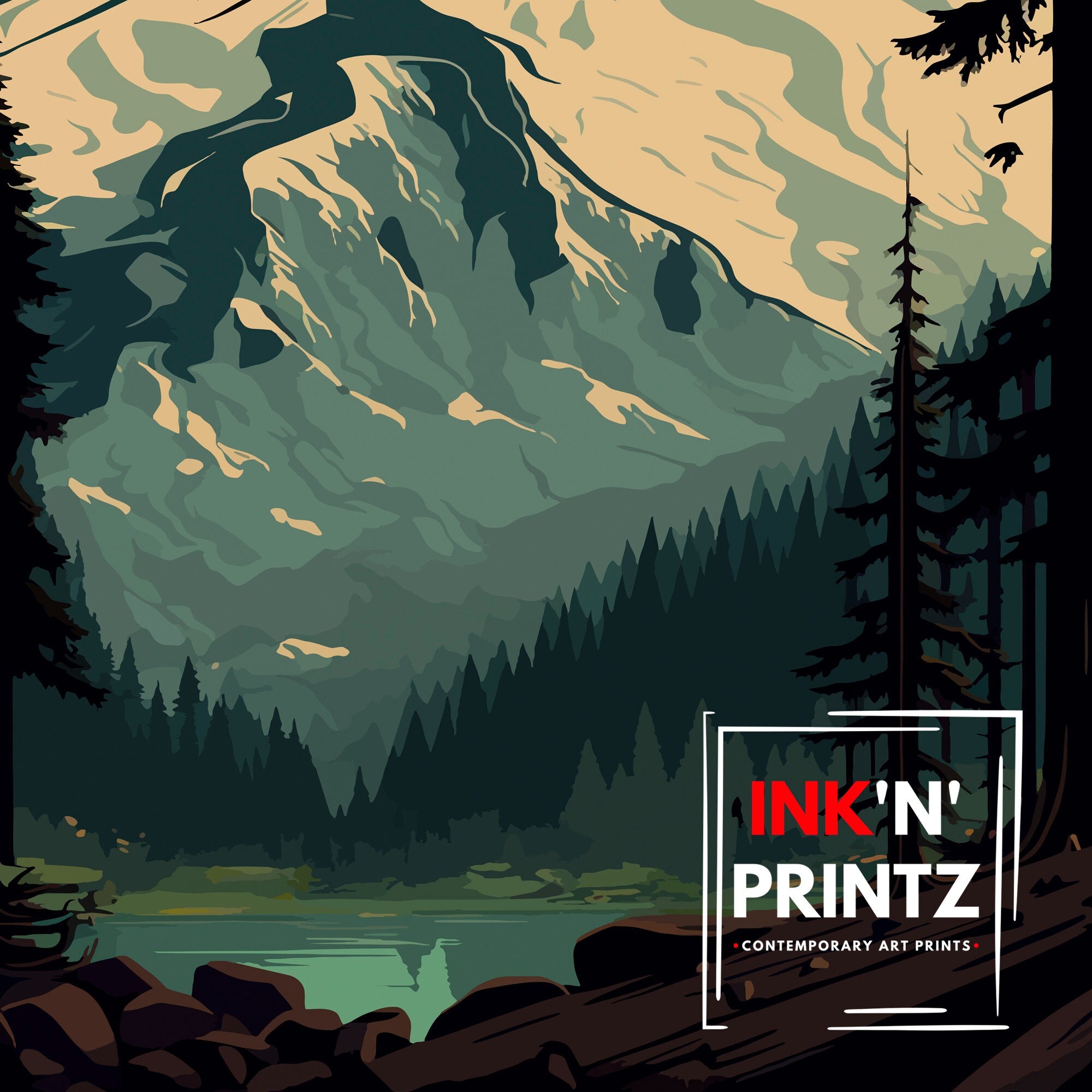 Mount Rainier National Park Travel Poster | Washington State Art Print