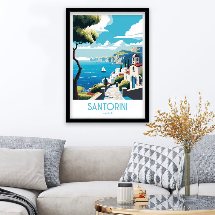 Santorini Greece Travel Poster, Art Poster , Wall Art, Art Poster, Santorini traditional travel poster - Greece, Santorini poster