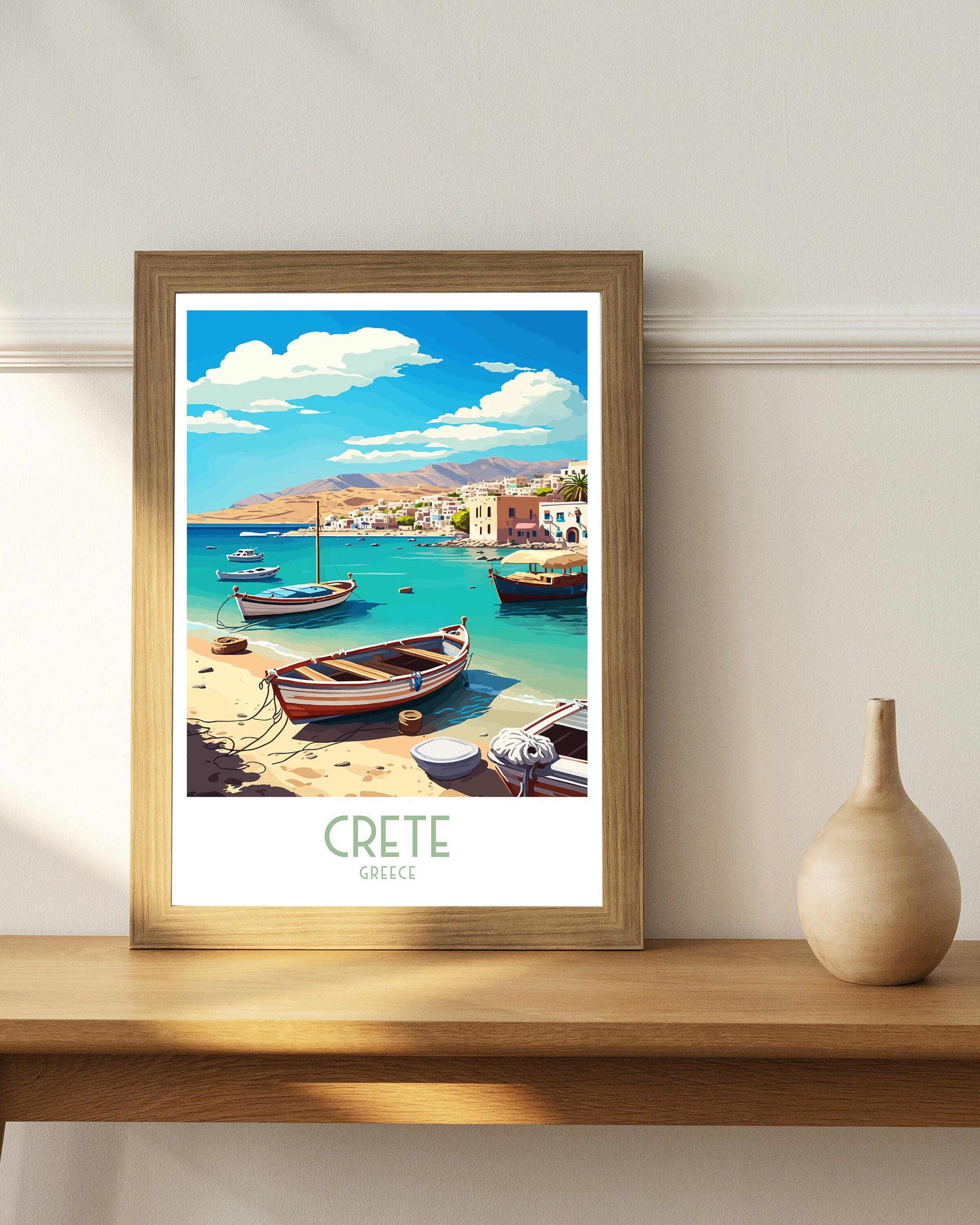 Crete Greece Art Print | Mediterranean Coastal Scene