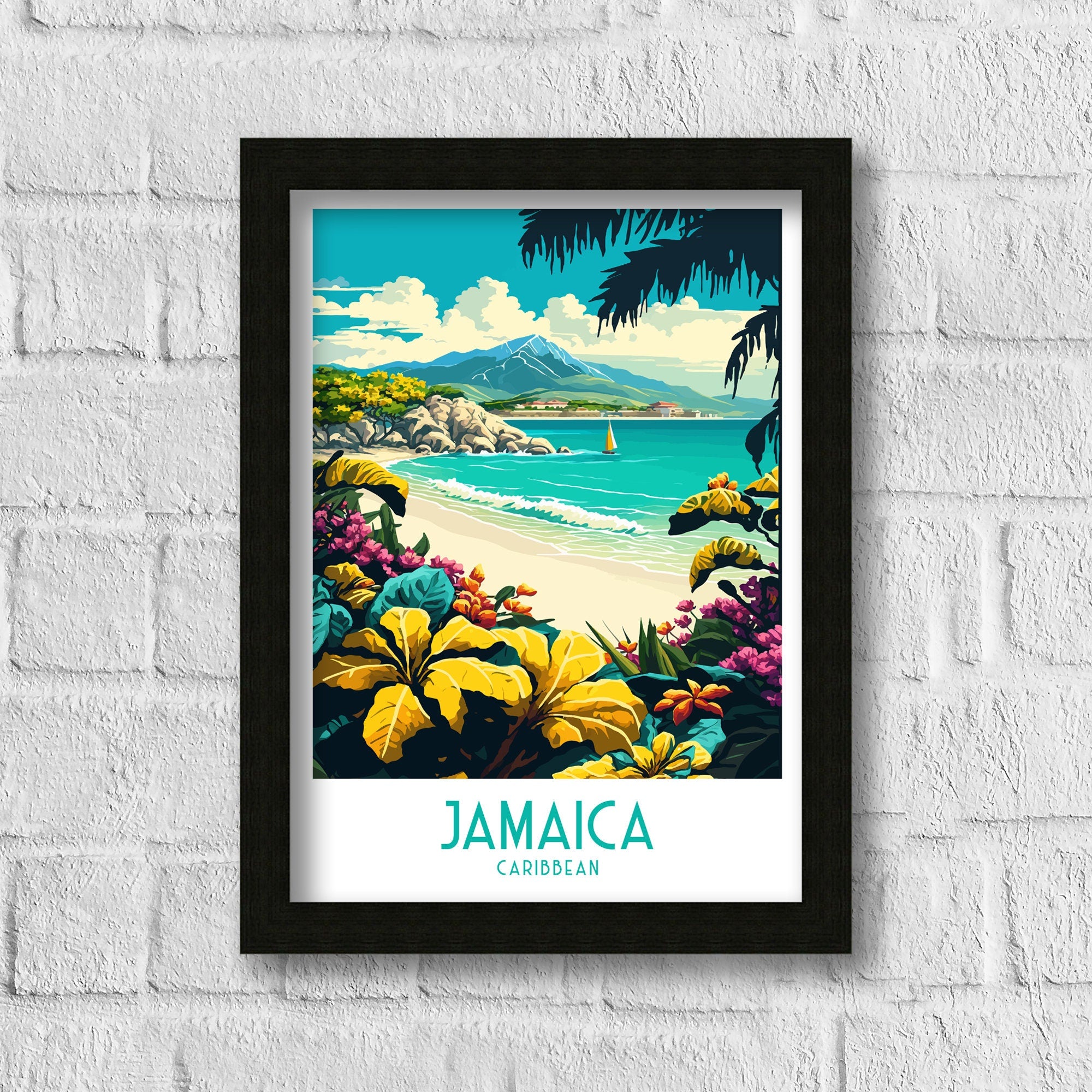 Jamaica Beach Travel Poster | Vintage Style Wall Art