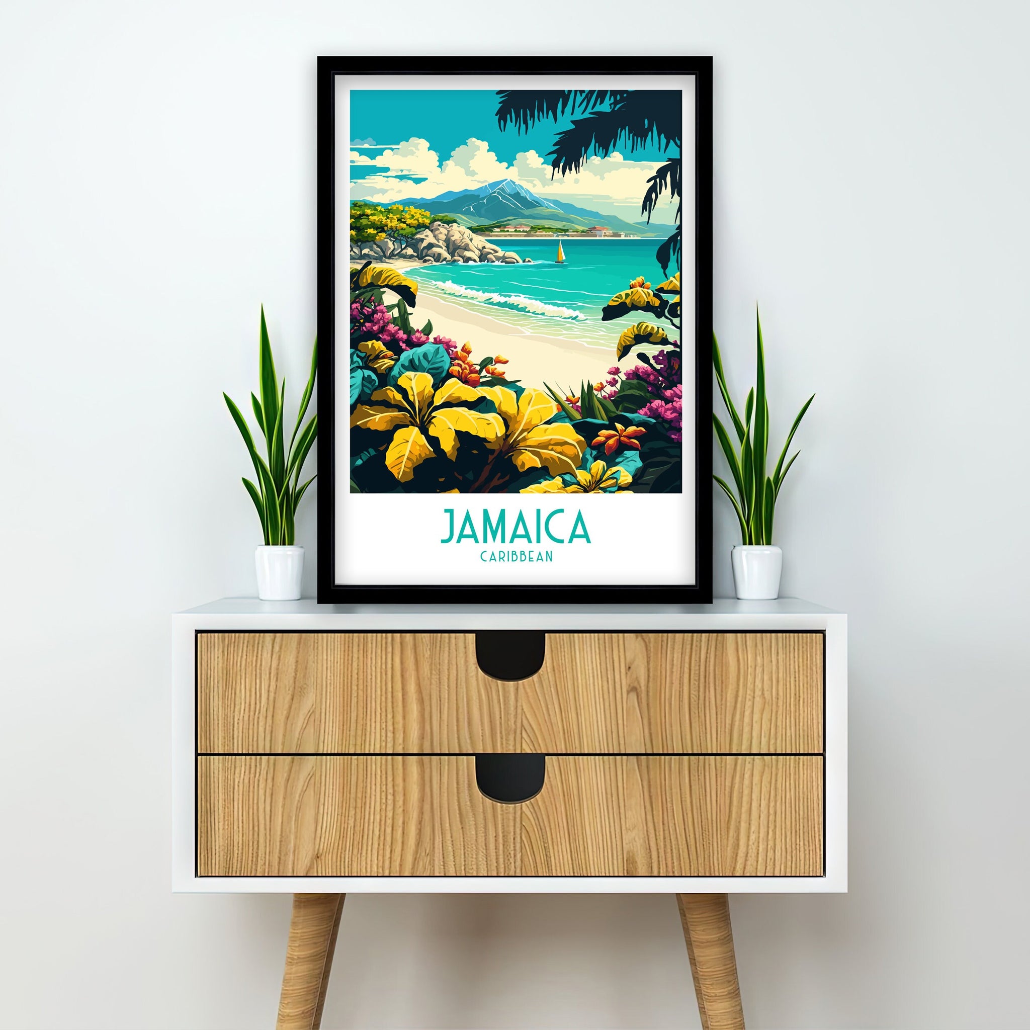 Jamaica Beach Travel Poster | Vintage Style Wall Art