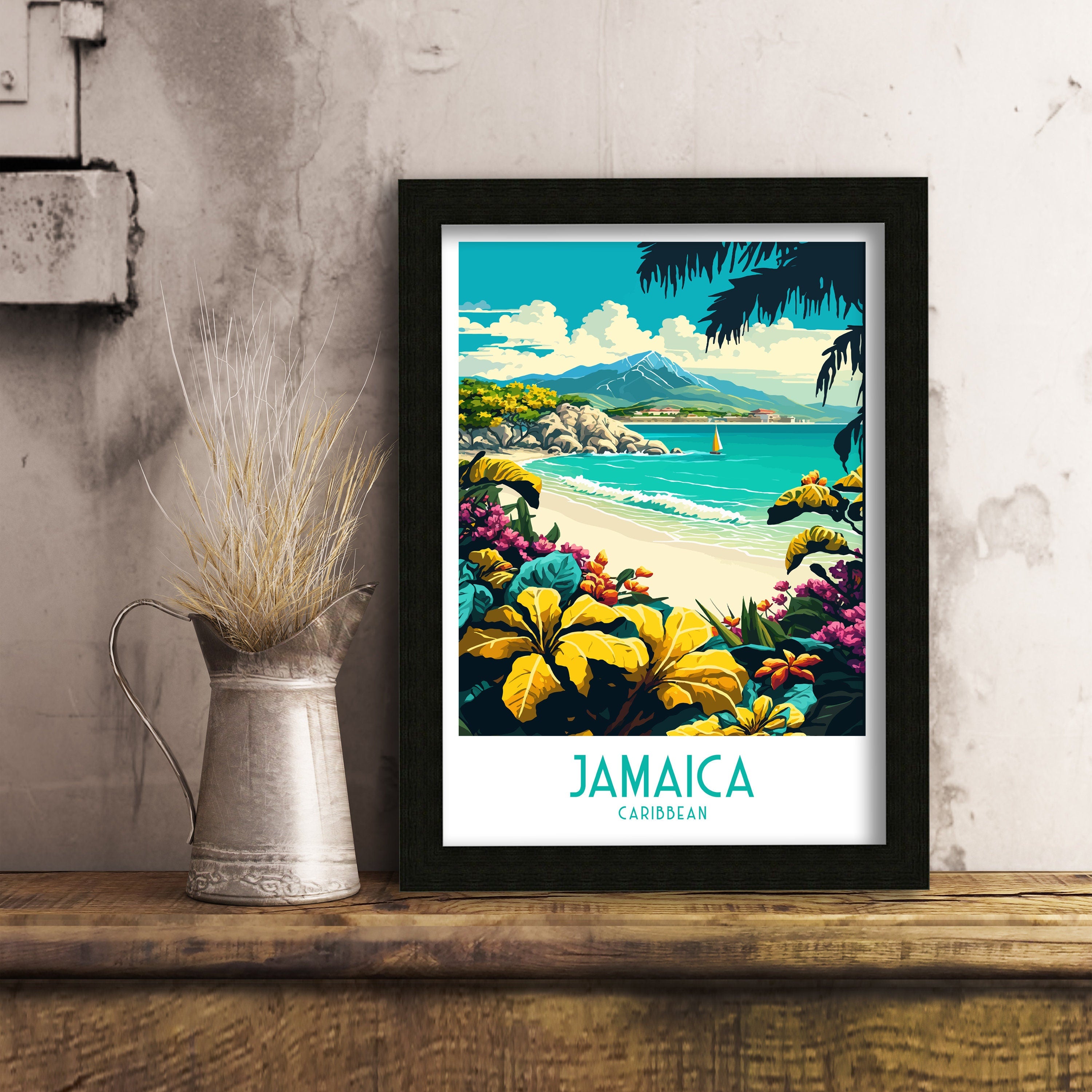 Jamaica Beach Travel Poster | Vintage Style Wall Art