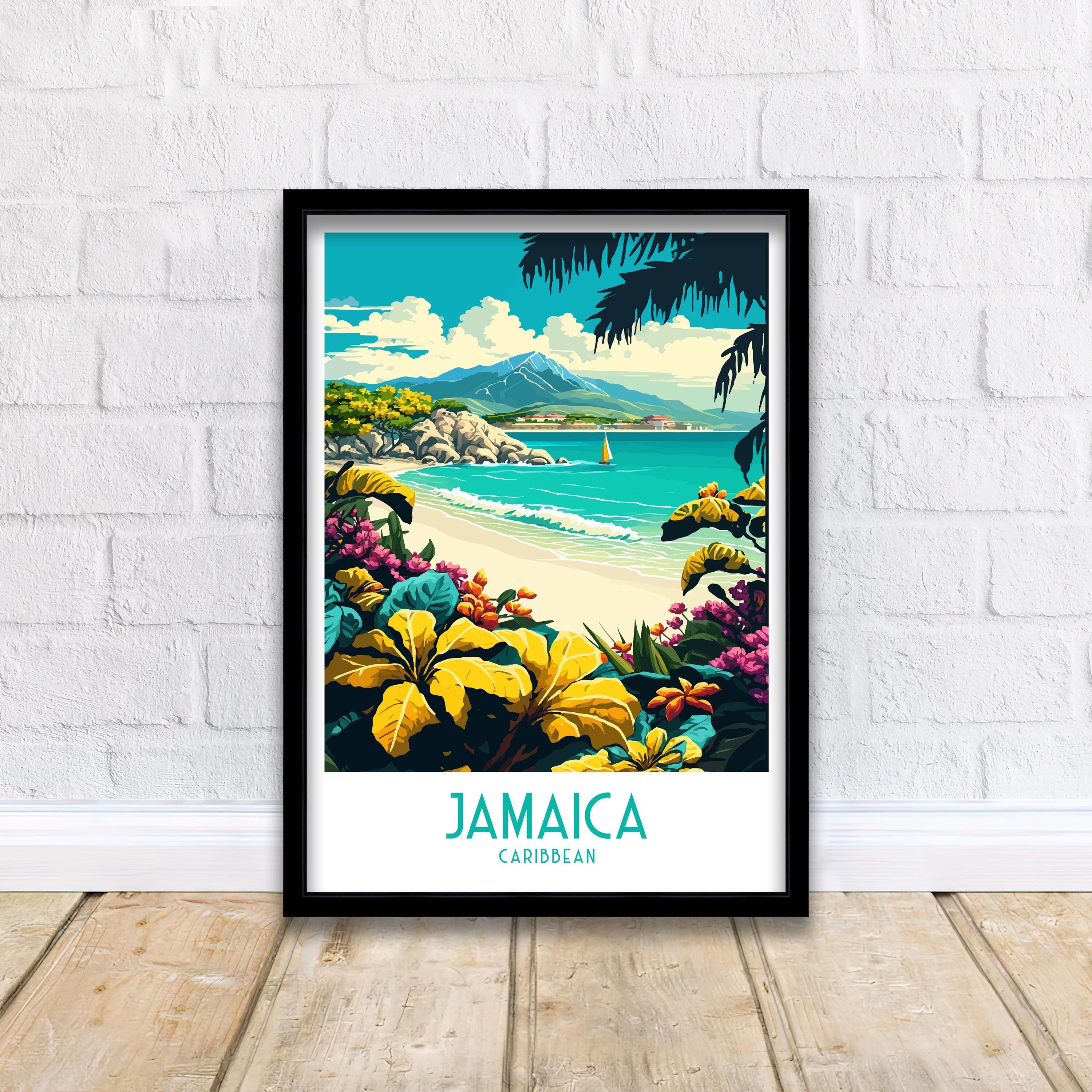 Jamaica Beach Travel Poster | Vintage Style Wall Art