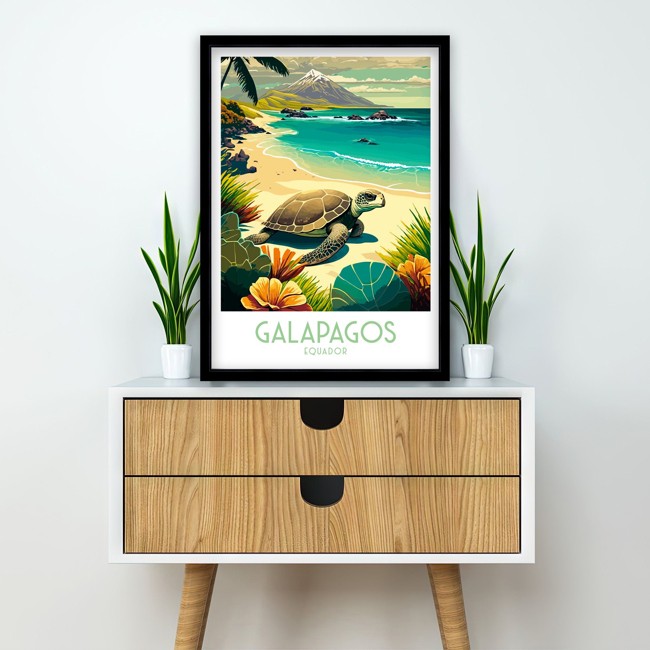 Galapagos Islands Travel Poster | Ecuador Wildlife Art Print