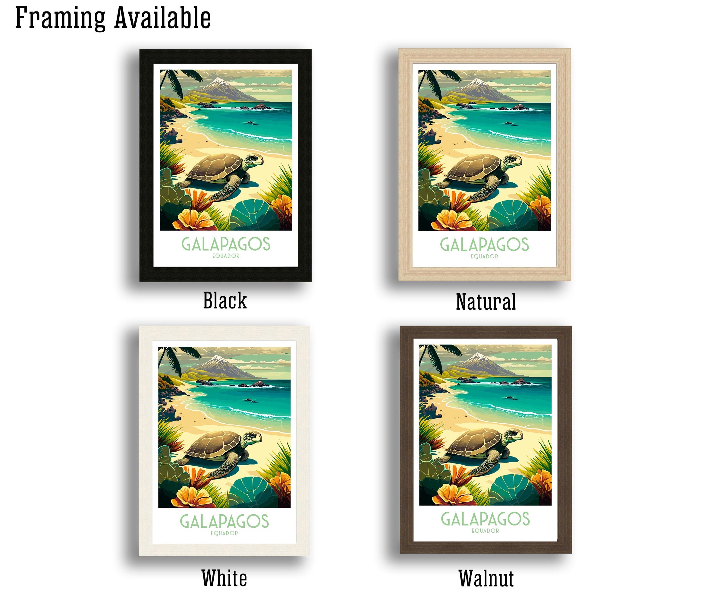 Galapagos Islands Travel Poster | Ecuador Wildlife Art Print