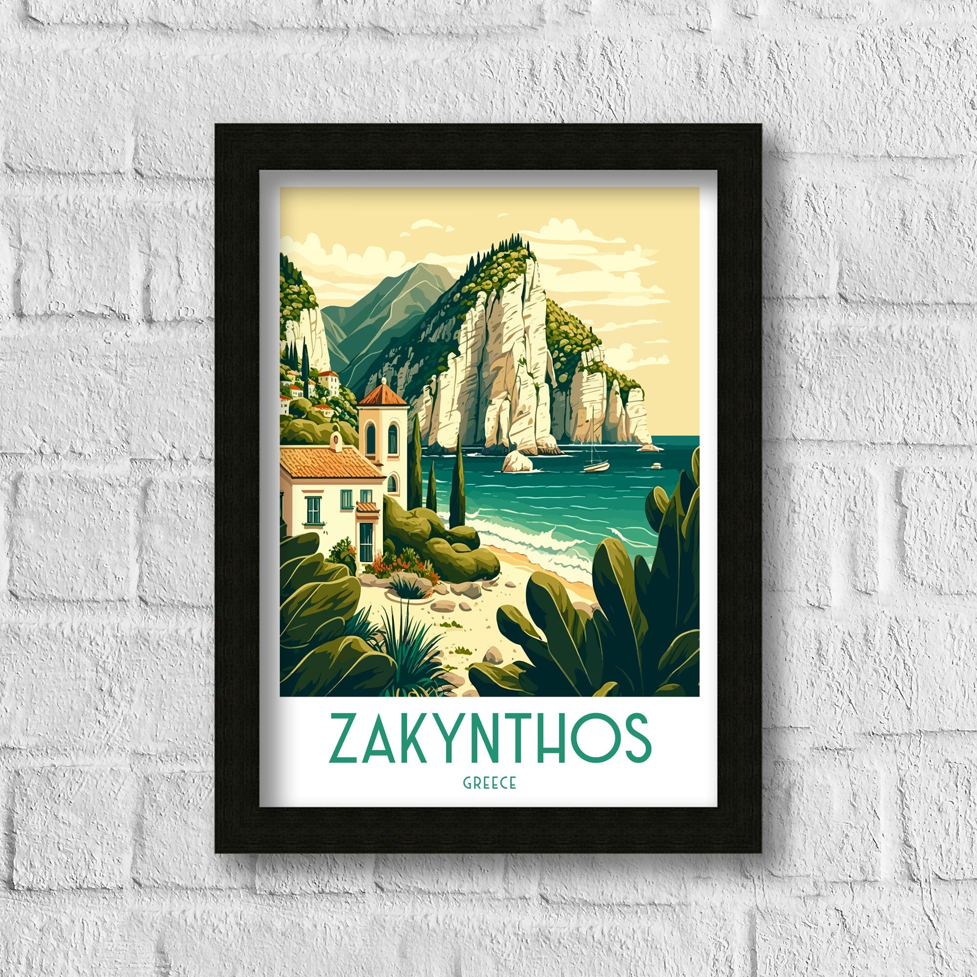 Zakynthos Greece Travel Poster, Ionian Sea Print