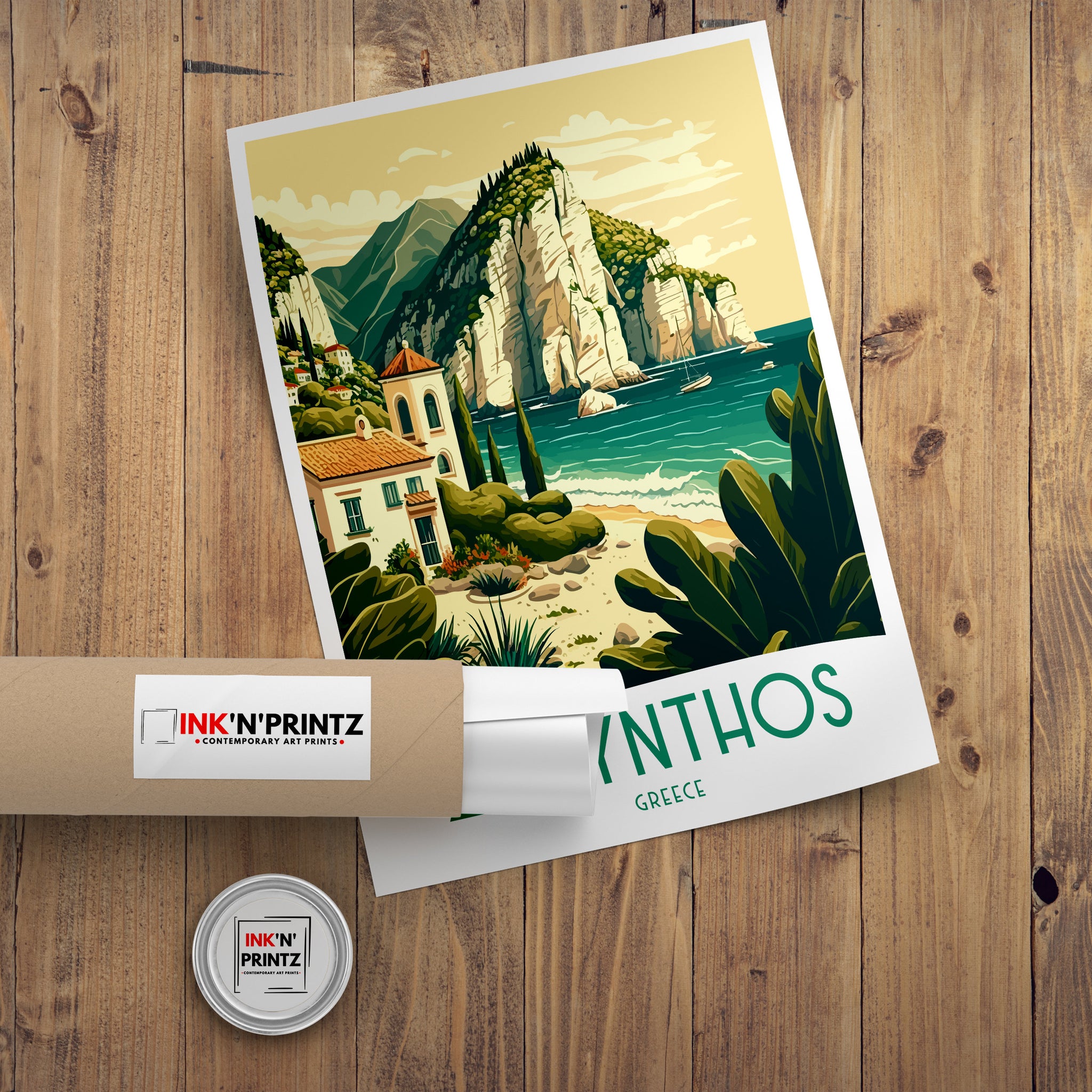 Zakynthos Greece Travel Poster, Ionian Sea Print
