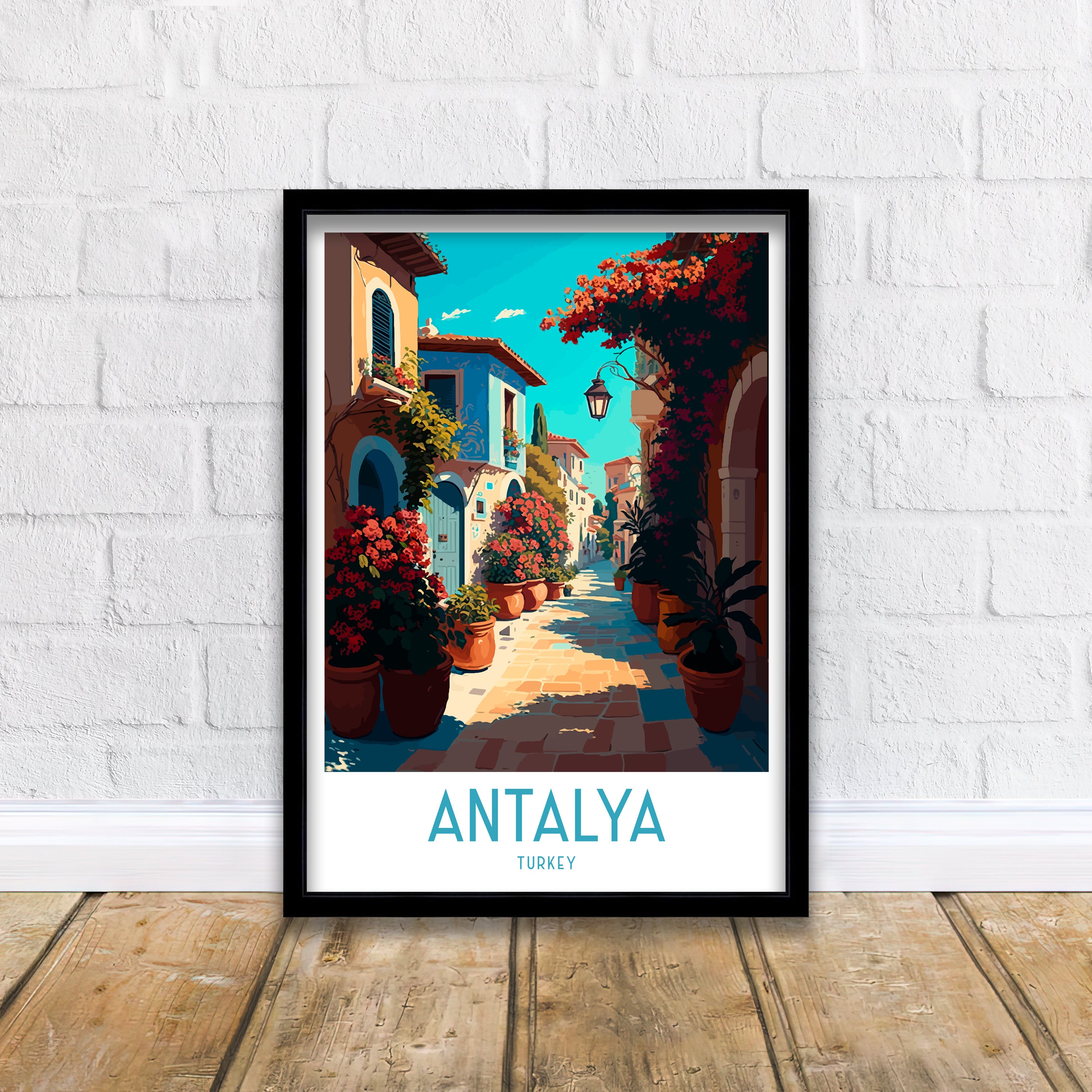 Antalya Turkey Travel Poster, Turquoise Coast Art Print