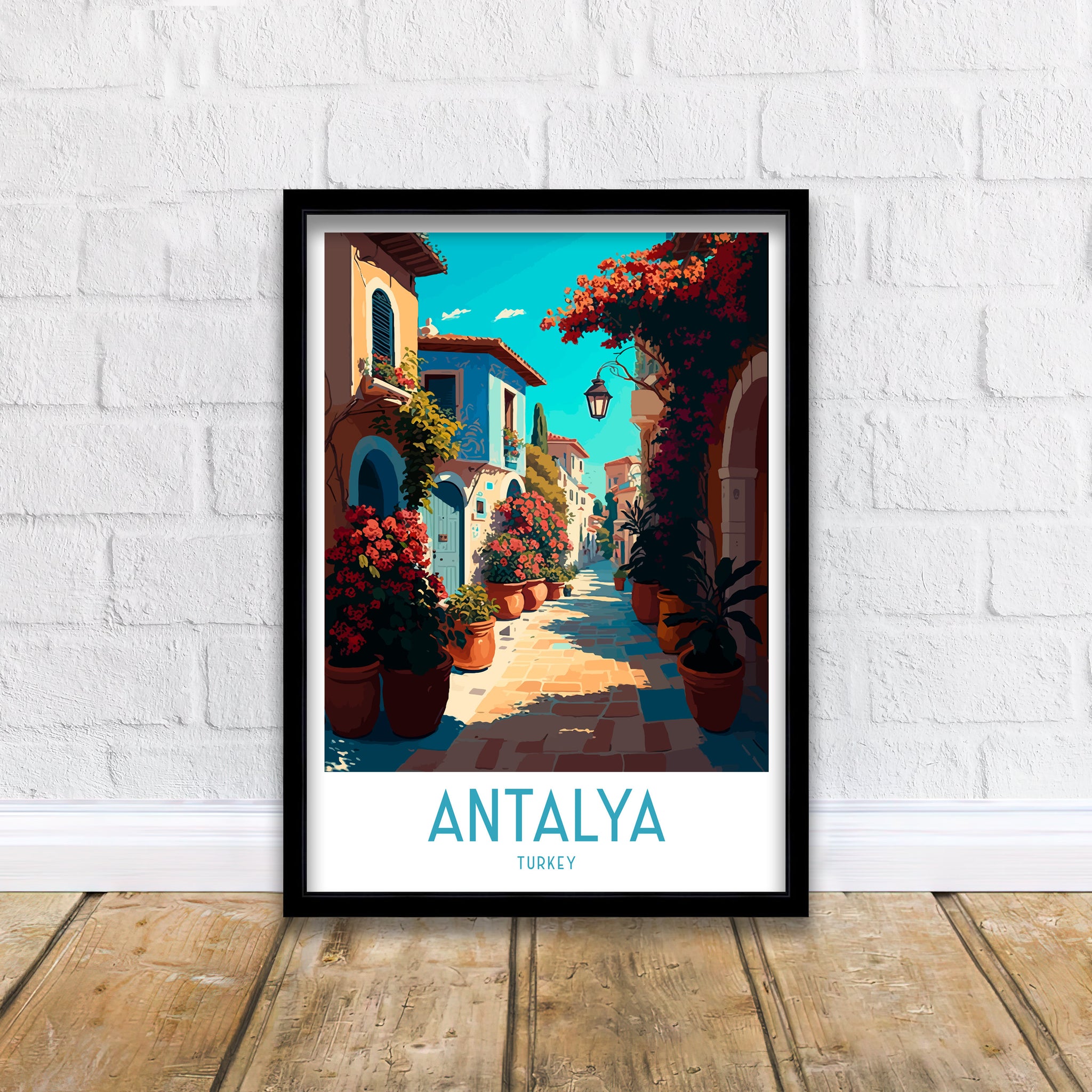 Antalya Turkey Travel Poster, Turquoise Coast Art Print
