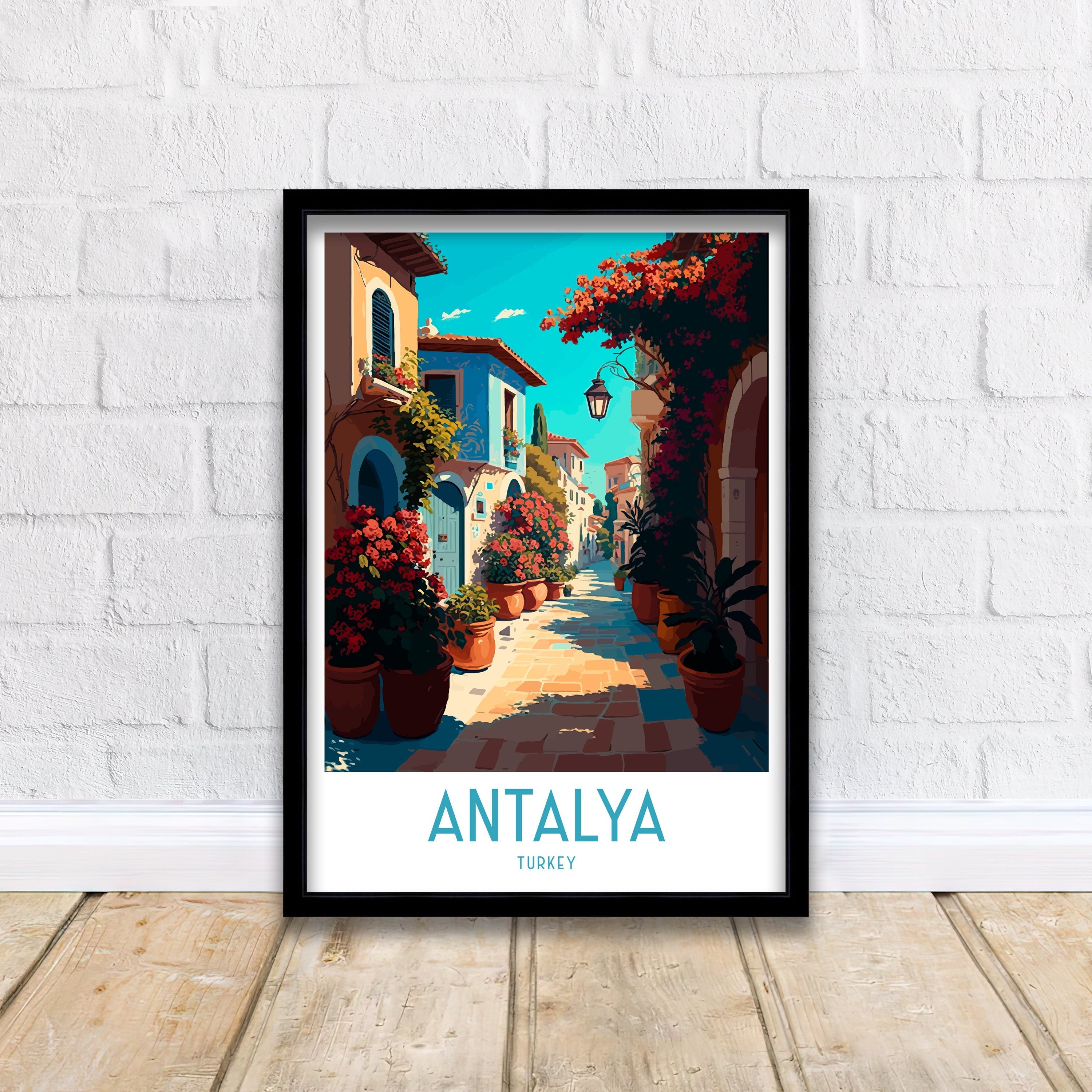 Antalya Turkey Travel Poster, Turquoise Coast Art Print
