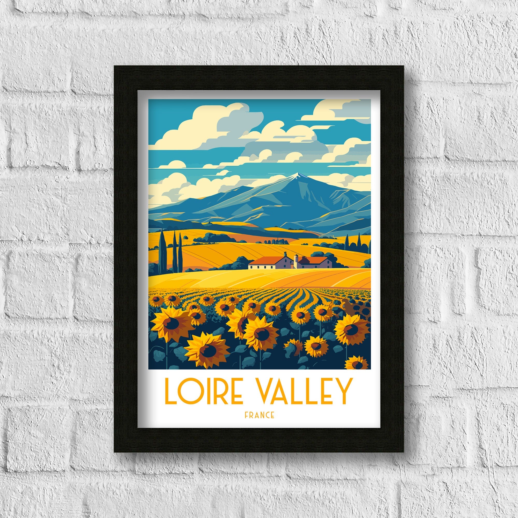 Loire Valley France Travel Art Print, Vineyard Landscape